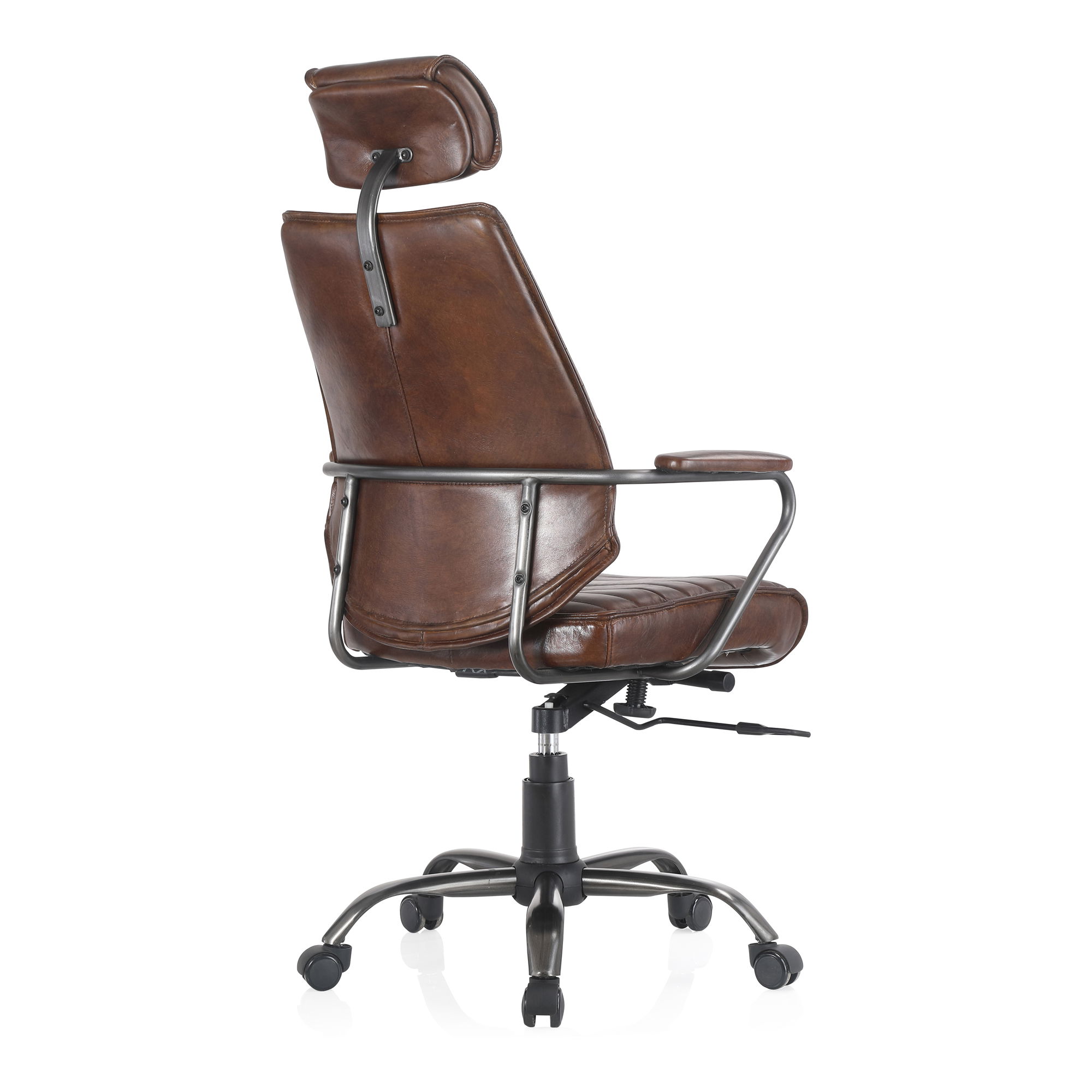 Executive Office Chair Dark Brown Leather, by Moe's Home, 25.5" width x 45" height x 26" depth View 5