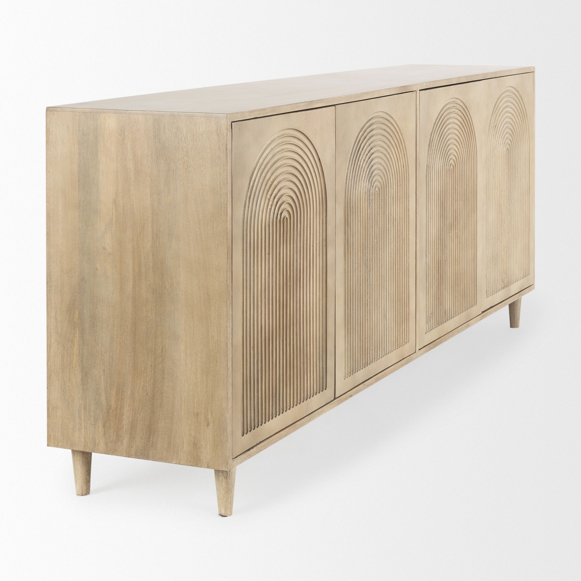 Tucker Light Brown Wood with Carved Arch Pattern 4 Door Sideboard large image 