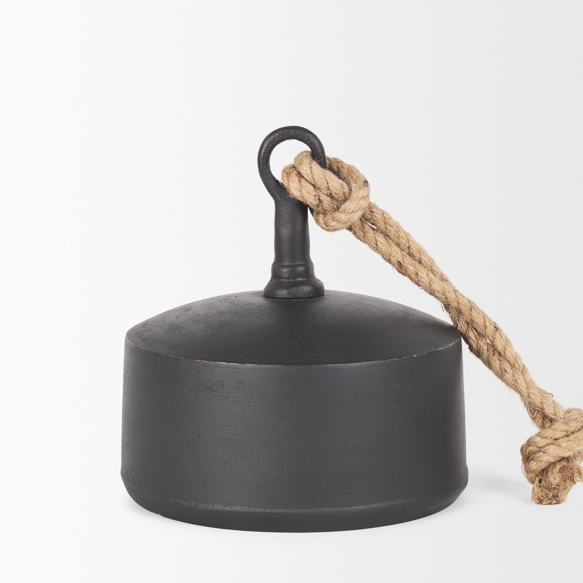 Quincy Large Matte Black Metal Decorative Bell Object, Decorative Object by Mercana, 7" length x 7" width x 7.75" height View 6