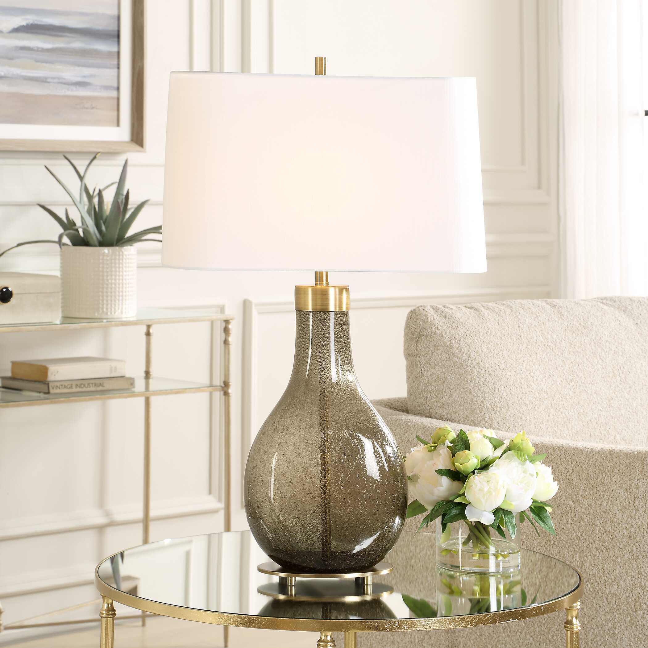 Shyla Dark Glass Table Lamp, by Uttermost, 18" width x 29.25" height x 17" depth View 6
