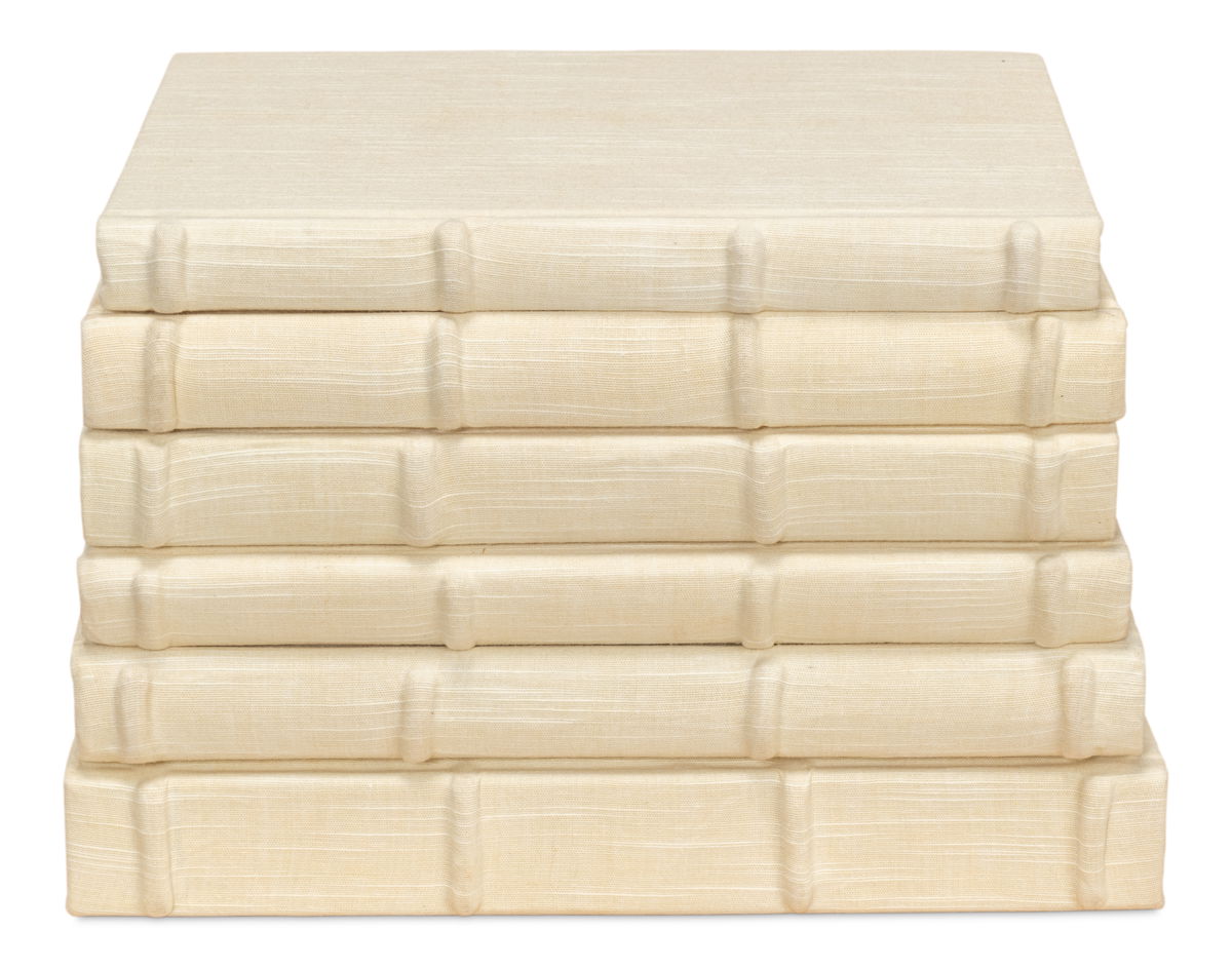 Ecru Linen Books  Set/12, by Sarreid, 1" length x 5" height View 2