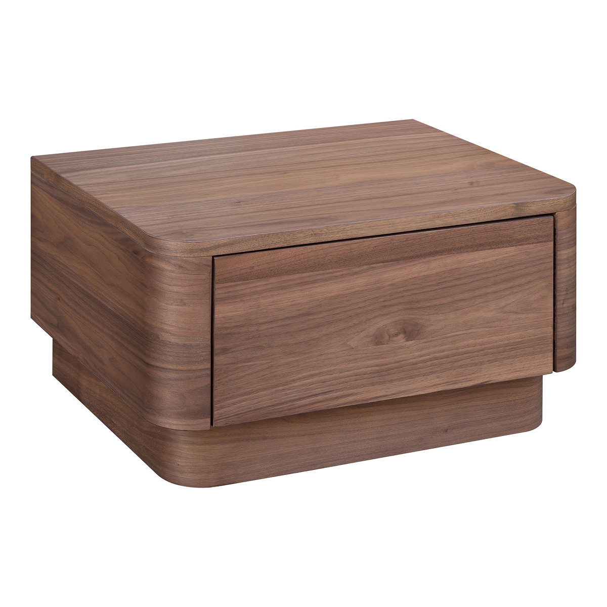 Round Off Small Nightstand Walnut, by Moe's Home, 20" width x 11" height x 15" depth View 2