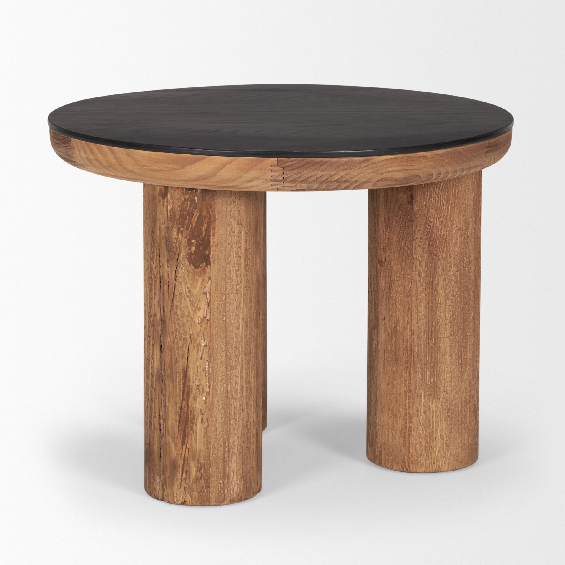 Tucson Natural Wood with Round Black Oak Top Side Table, Side & End Table by Mercana, 23.5" length x 23.5" width x 18" height View 7