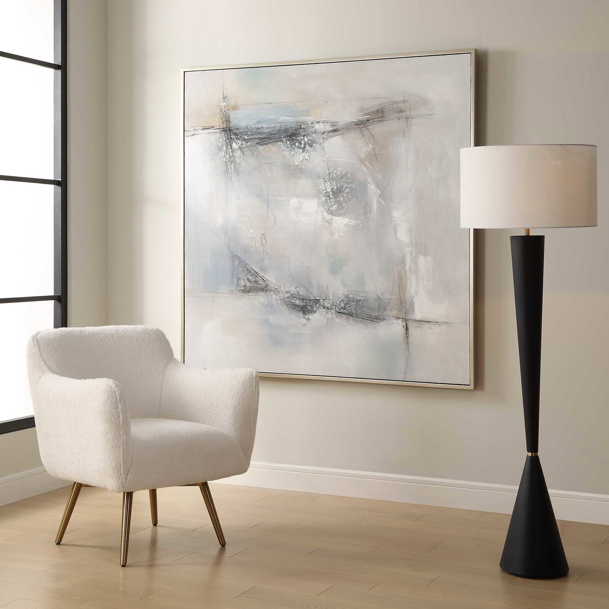 Contort Hand Painted Abstract Art, by Uttermost, 61.75" width x 61.75" height x 1.5" depth View 4