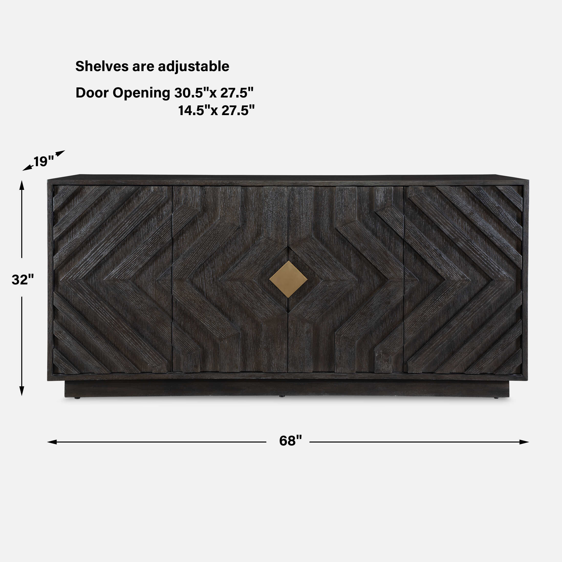 Faulkner 4 Door Cabinet, Furniture by Uttermost, 68" width x 32" height x 19" depth View 3