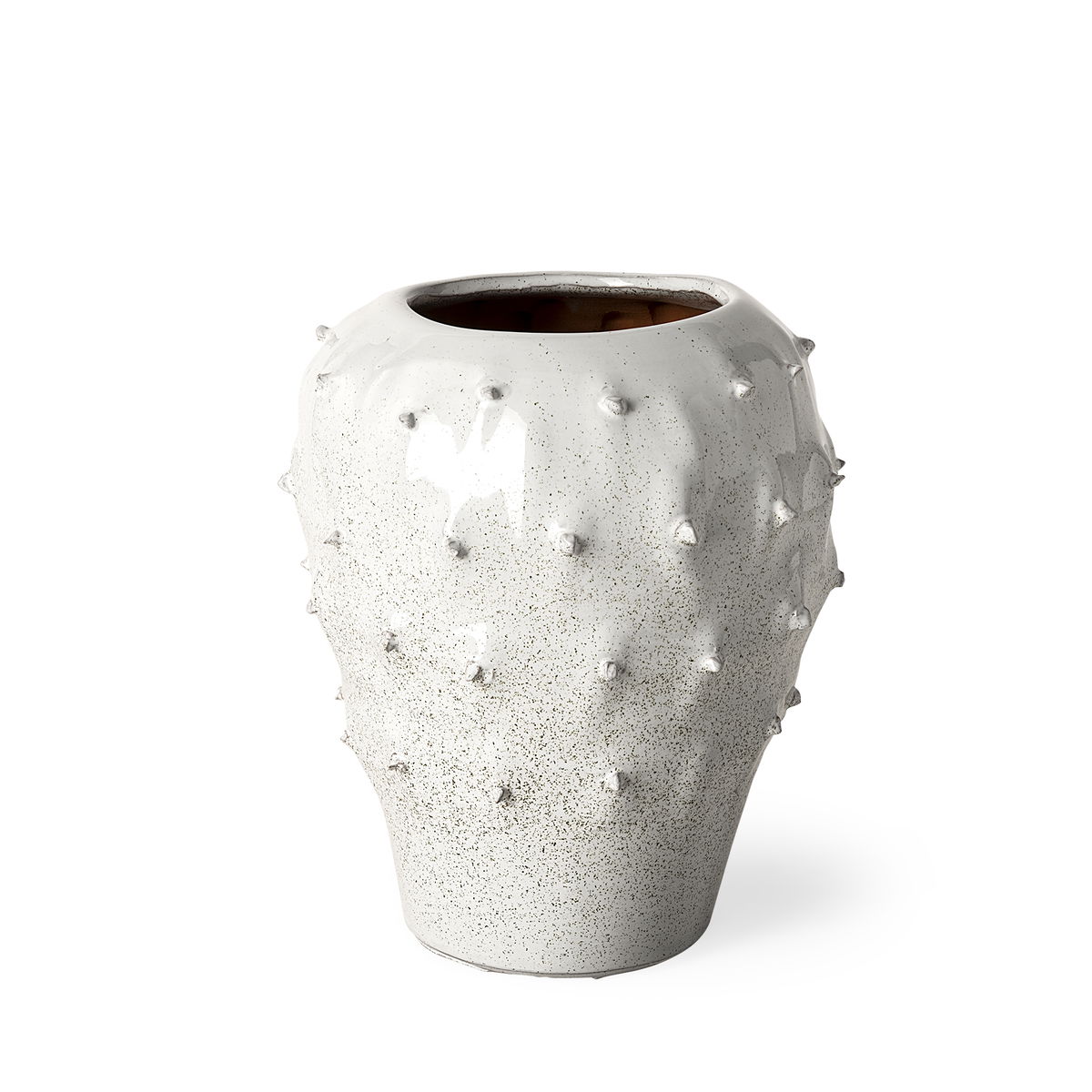 Julian Small Glossy White Ceramic Spoked Vase, by Mercana, 8.27" length x 8.27" width x 11.42" height View 1