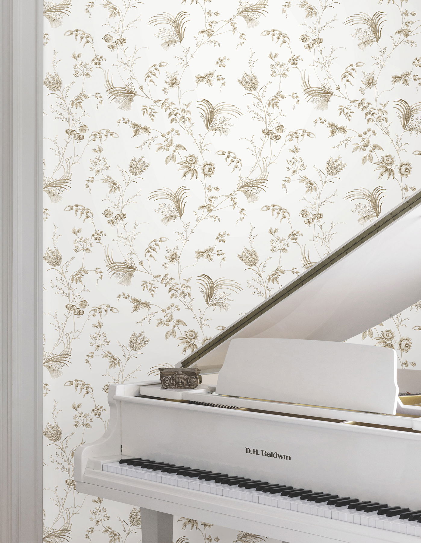 Floral Lace Taupe Wallpaper large image 