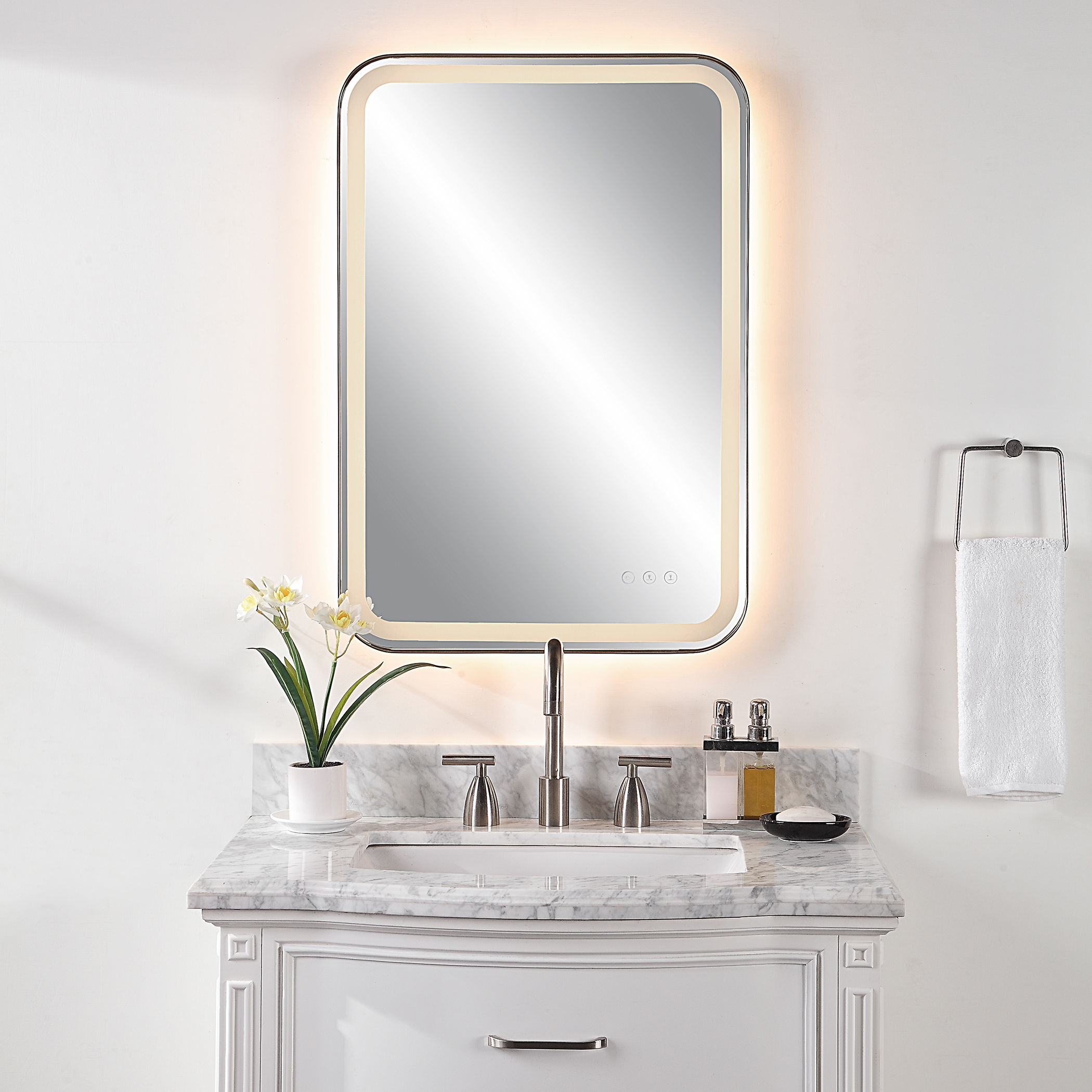 Crofton Lighted Black Vanity Mirror large image 