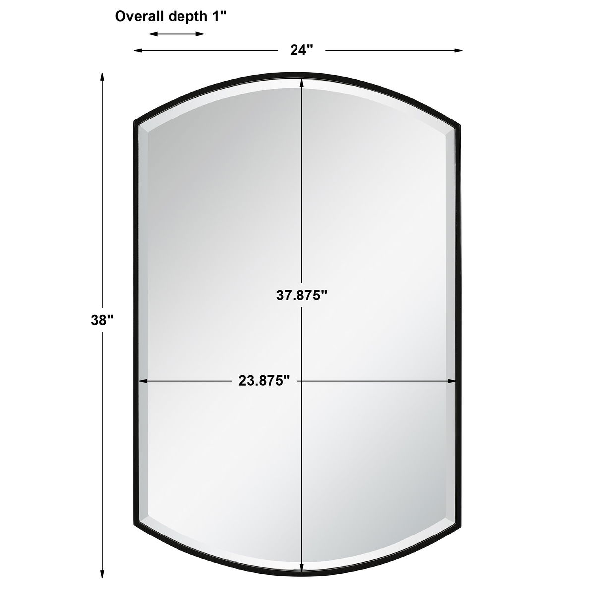 Shield Shaped Iron Mirror, by Uttermost, 24" width x 38" height x 1" depth View 3