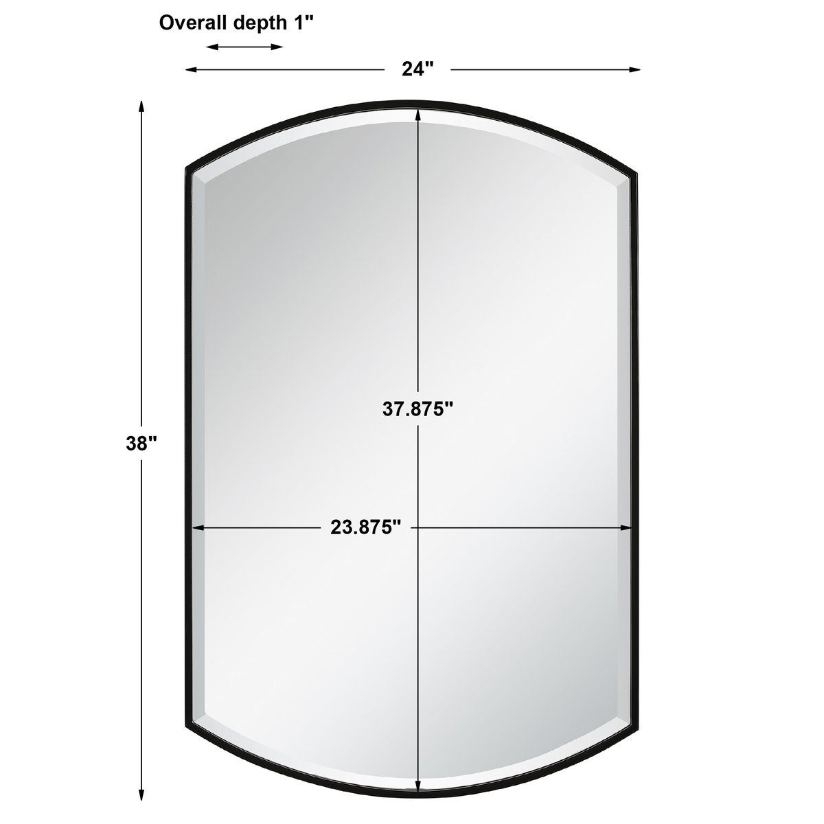Shield Shaped Iron Mirror, by Uttermost, 24" width x 38" height x 1" depth View 3