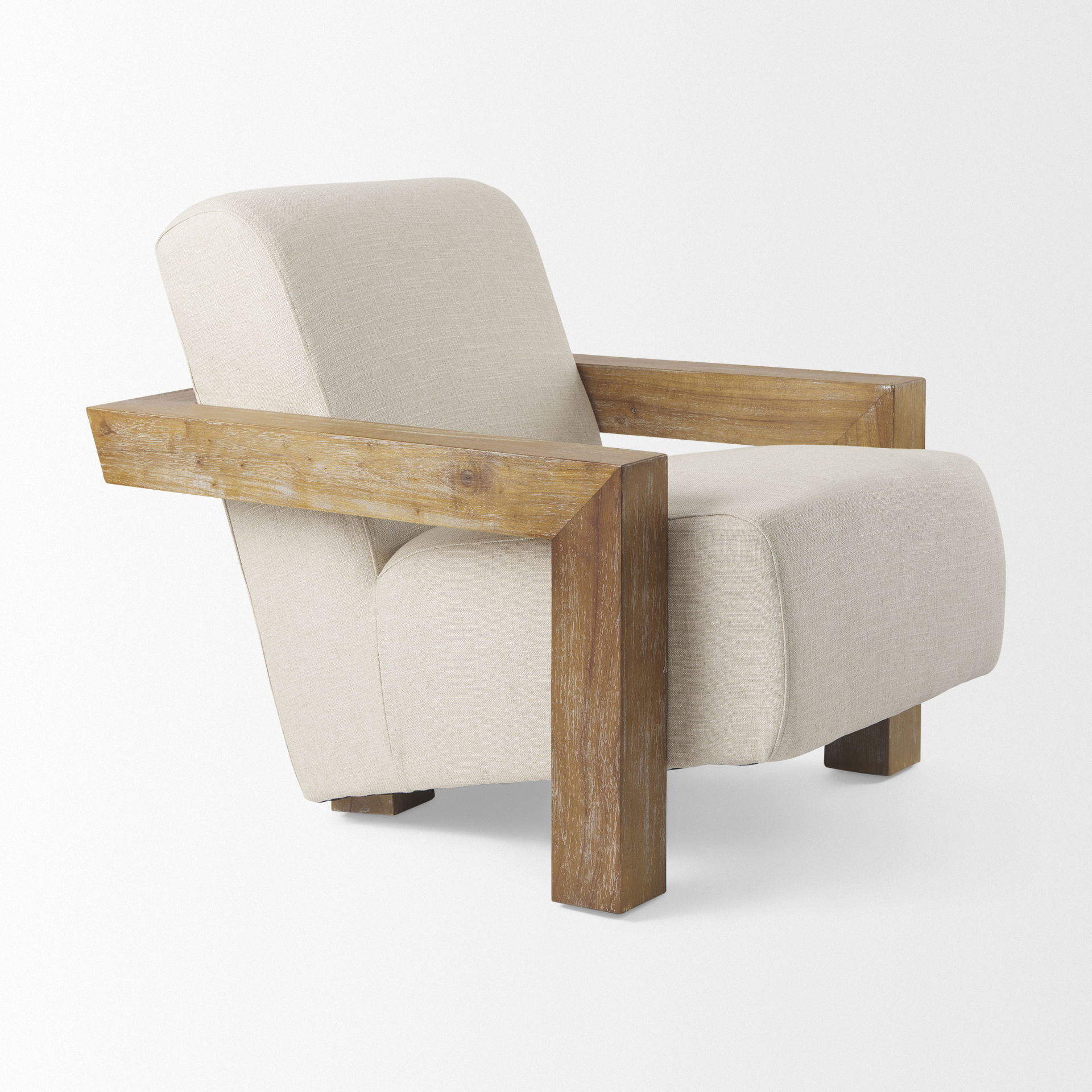 Sovereign Beige Fabric Seat and Wood Frame Accent Chair large image 