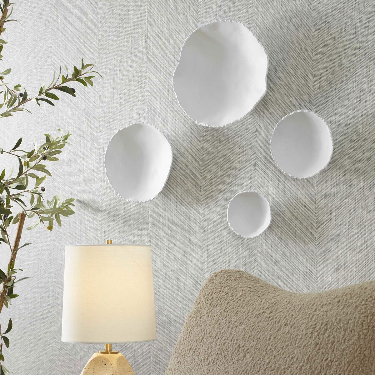 Lucky Coins White Metal Wall Bowls Set/4, Art by Uttermost, 11" width x 11" height x 2.5" depth View 4