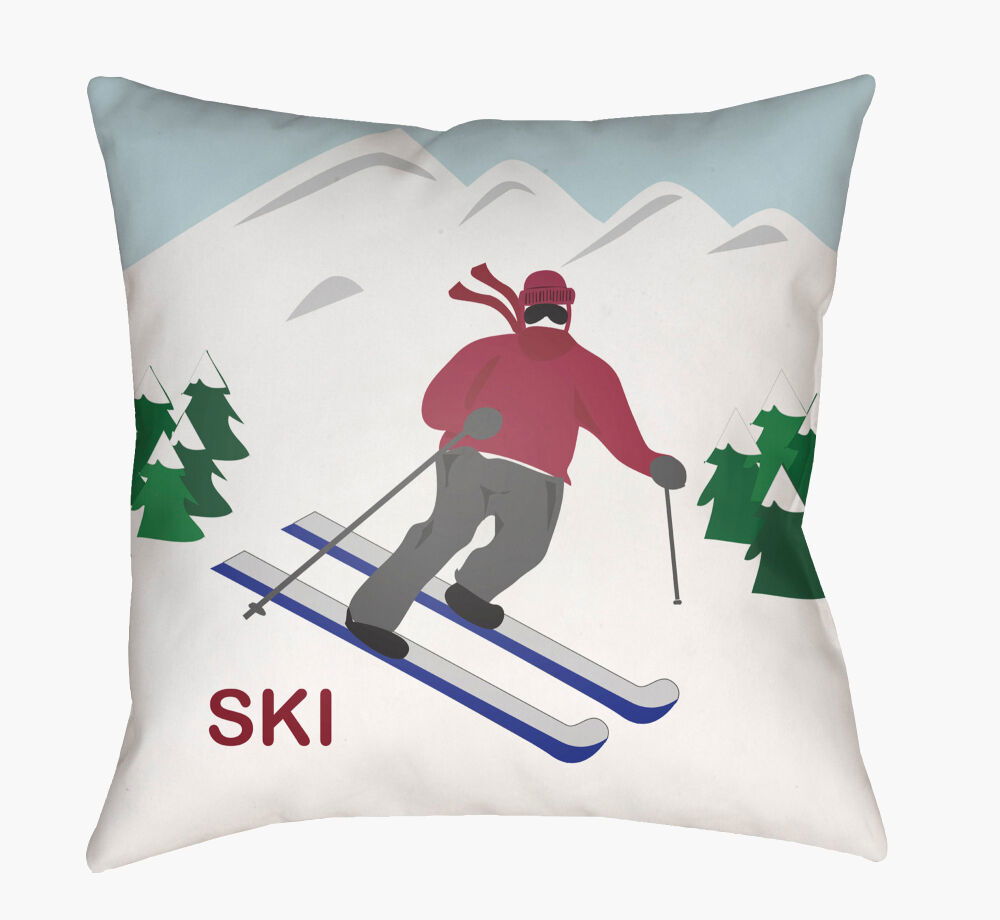 Ski I Accent Pillow, Decorative Pillow by Surya, 20" length x 20" width