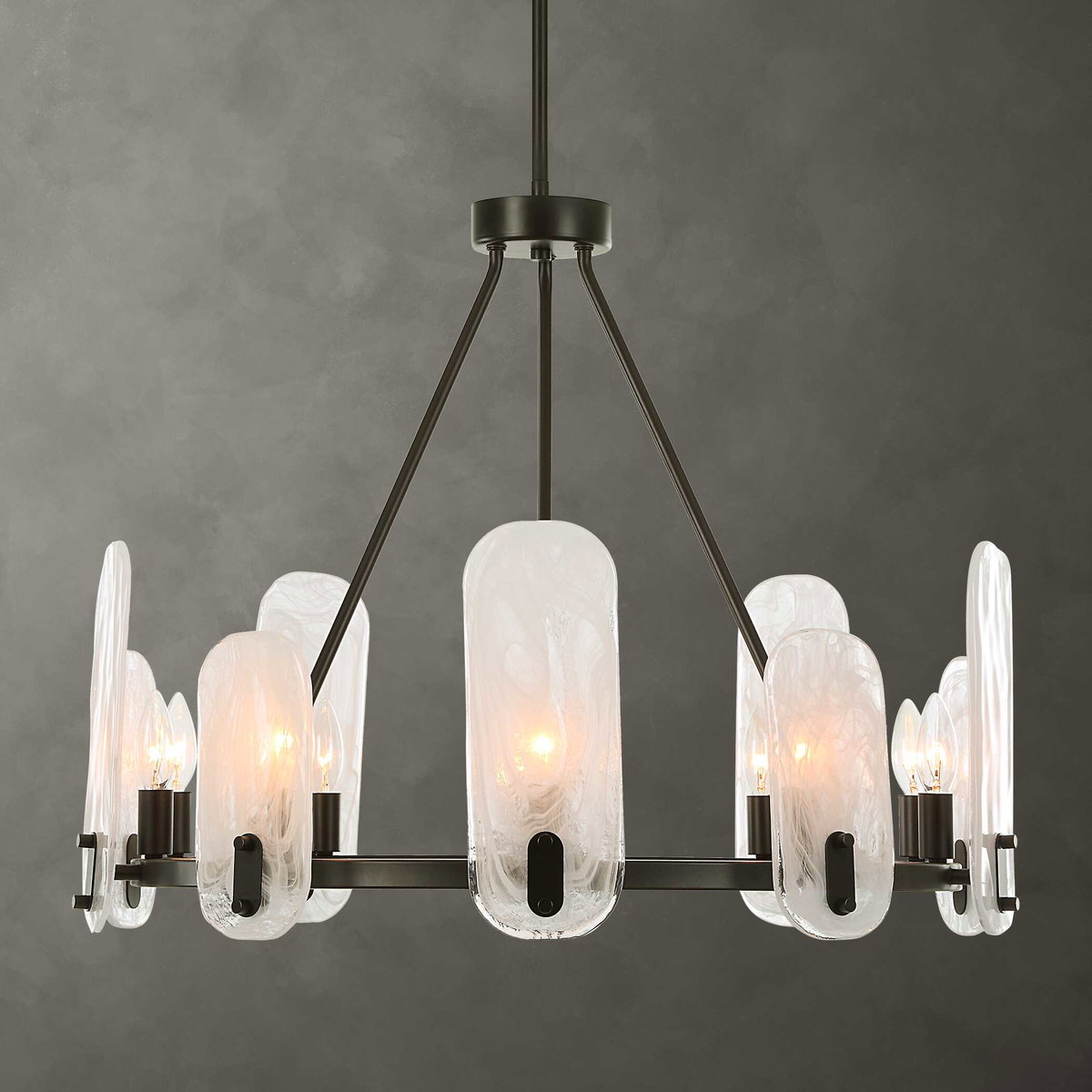 Ellipse 10 Light Dark Bronze Chandelier, by Uttermost, 28" width x 22.5" height x 28" diameter x 28" depth View 3