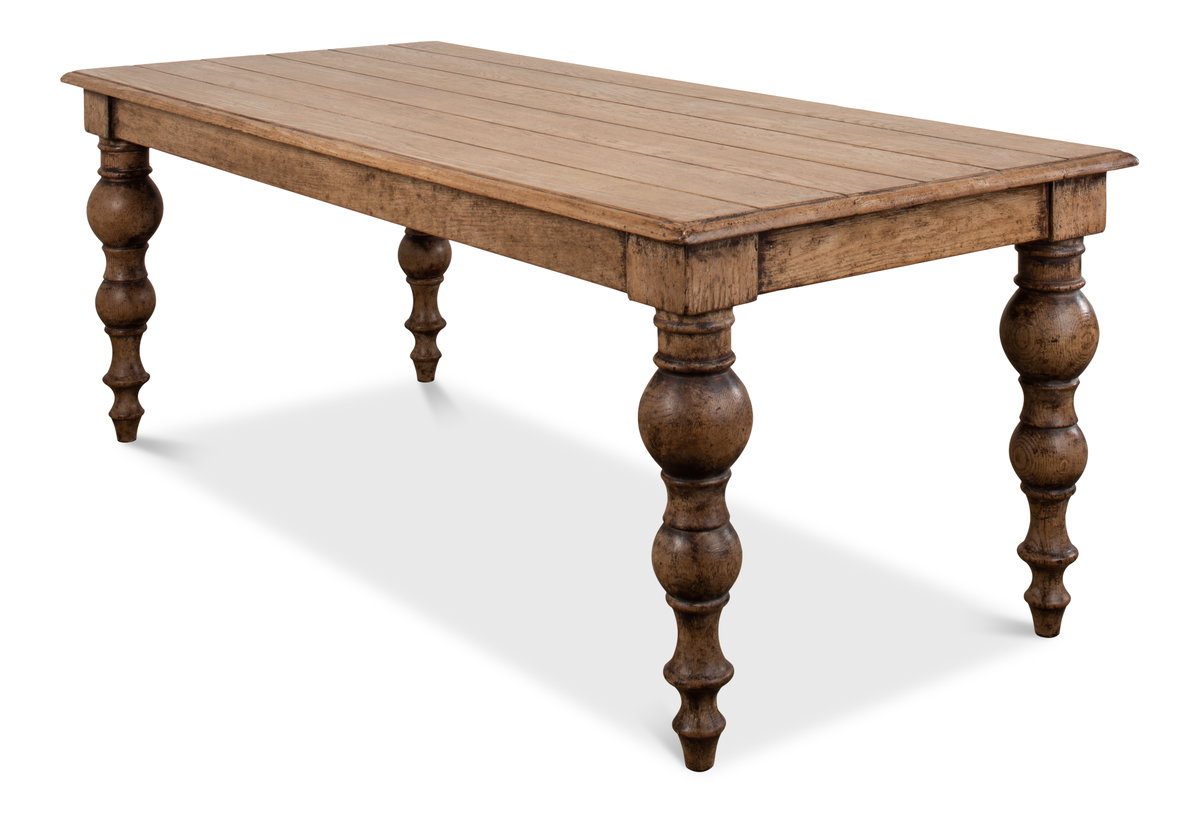 Oak Dining Table, by Sarreid, 3'1" length x 7' width x 2'7" height View 3