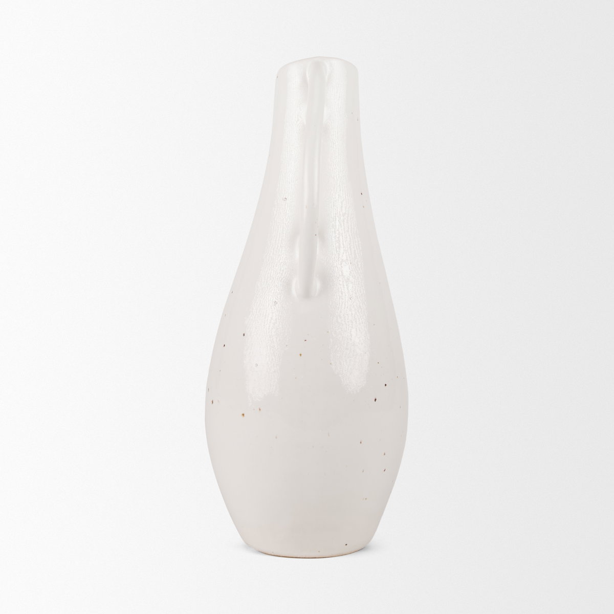 Urvi Tall Off White Speckled Asymmetrical Ceramic Vase, by Mercana, 7.09" length x 5.91" width x 13.98" height View 6
