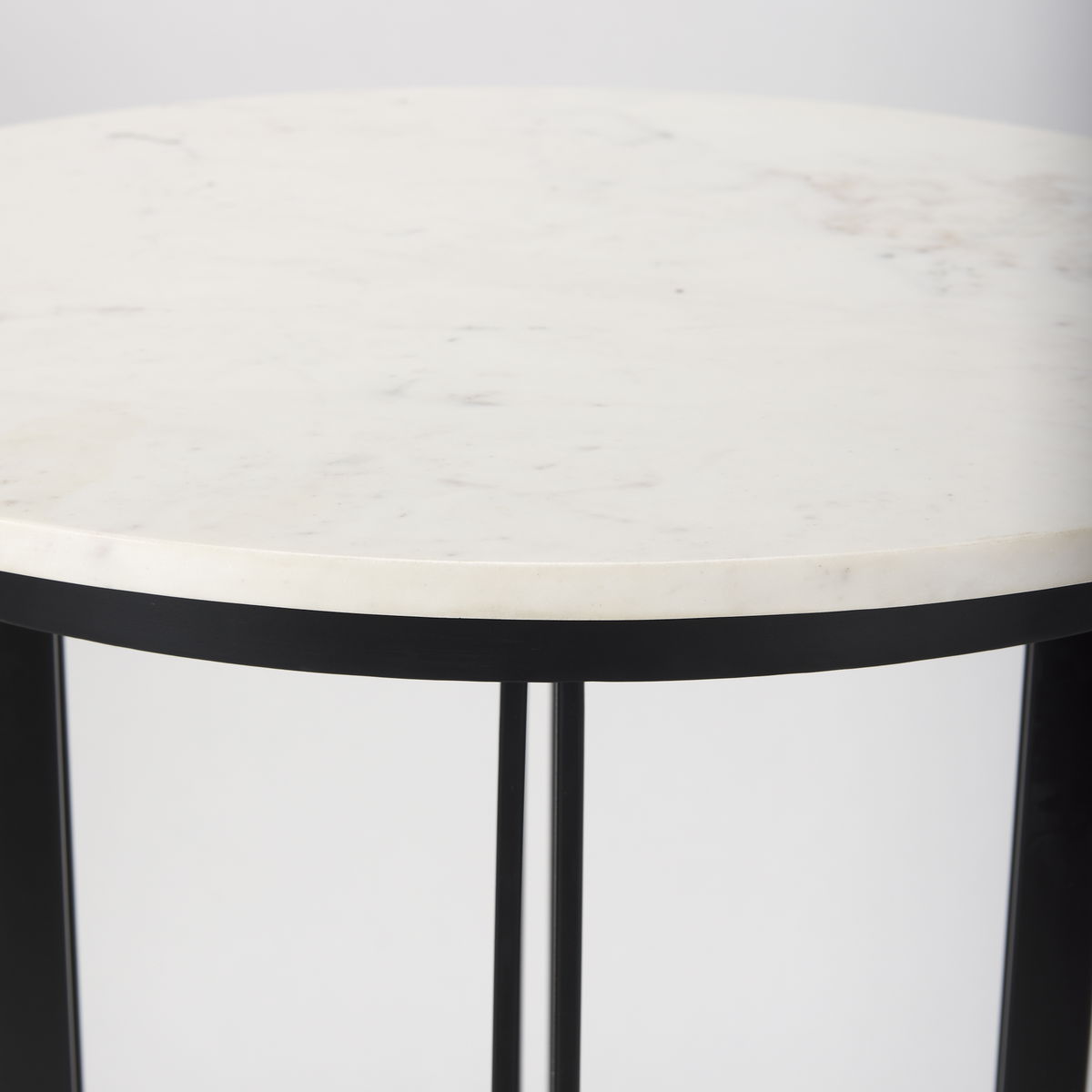 Tanner 32'L x 32'W Pedestal Dining Table | White Marble & Black Metal | Seats 2, by Mercana, 32" length x 32" width x 36" height View 5