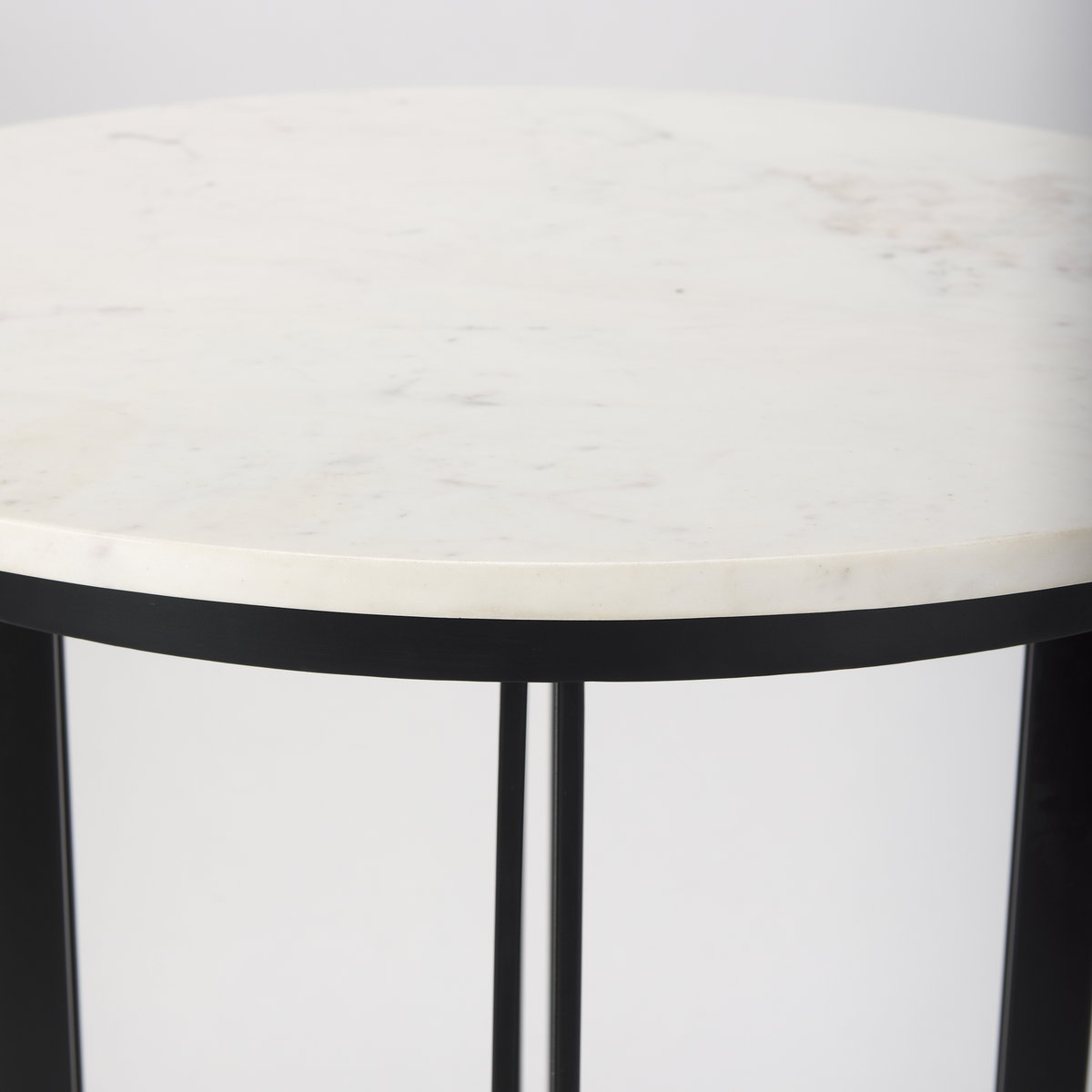 Tanner 32'L x 32'W Pedestal Dining Table | White Marble & Black Metal | Seats 2, by Mercana, 32" length x 32" width x 36" height View 5