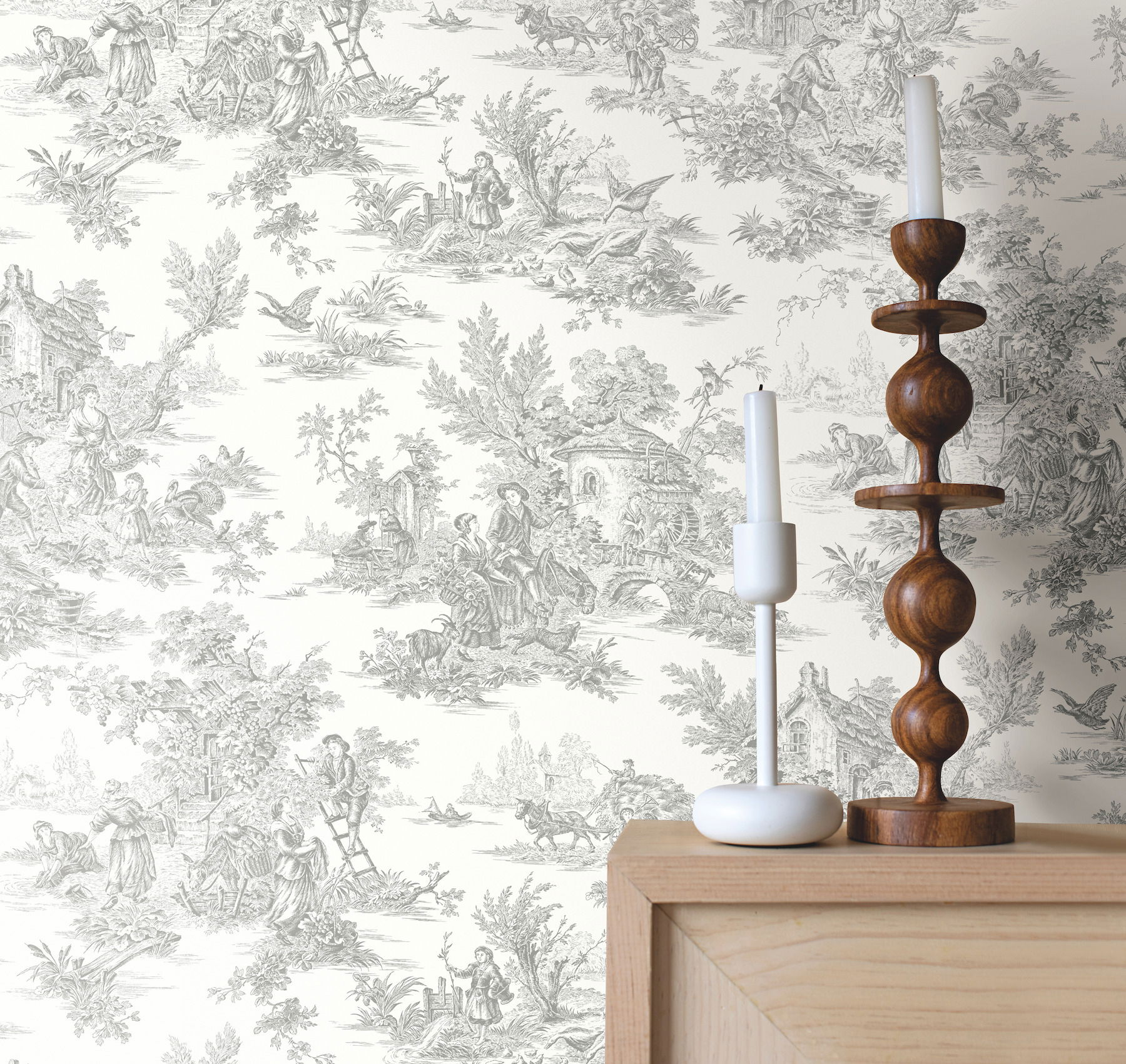 Campagne Toile Grey Wallpaper, by York Wall, 33' length x 1'8.5" width x 0.02" depth View 2