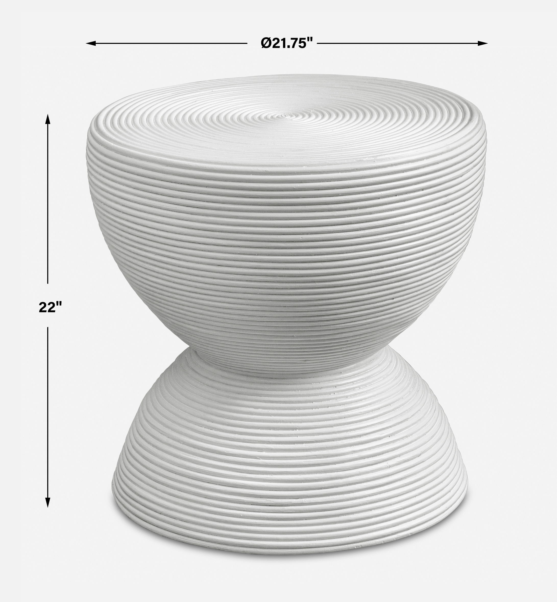 Bongo White Rattan Side Table, Furniture by Uttermost, 21.75" width x 22" height x 21.75" depth View 3