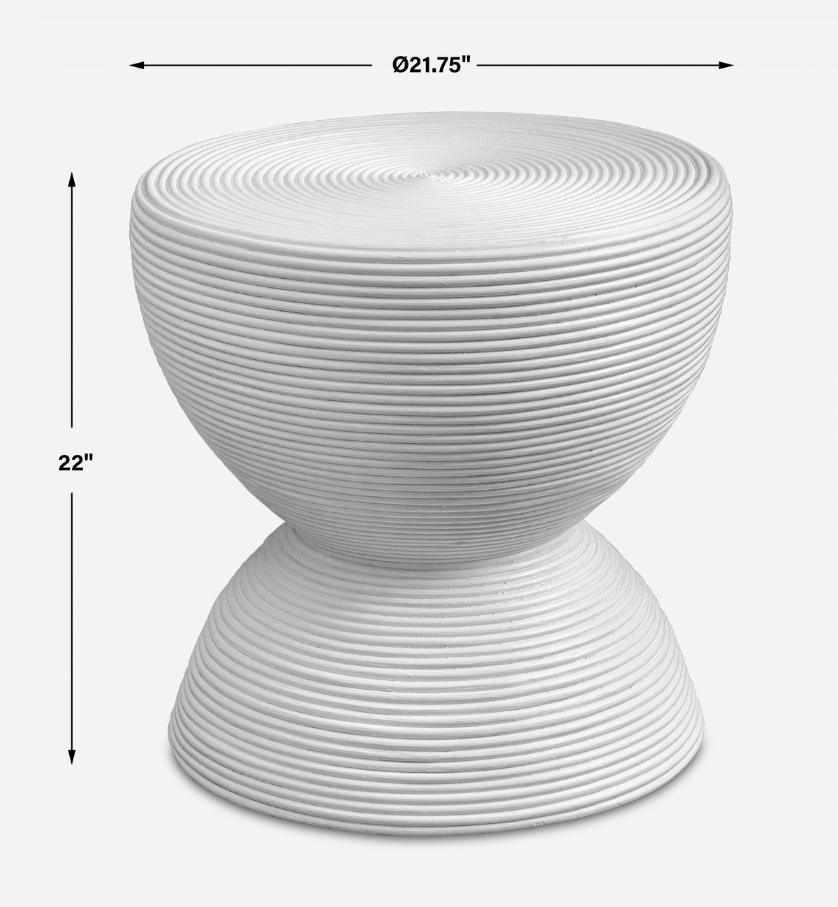 Bongo White Rattan Side Table, Side & End Table by Uttermost, 21.75" width x 22" height x 21.75" depth View 3