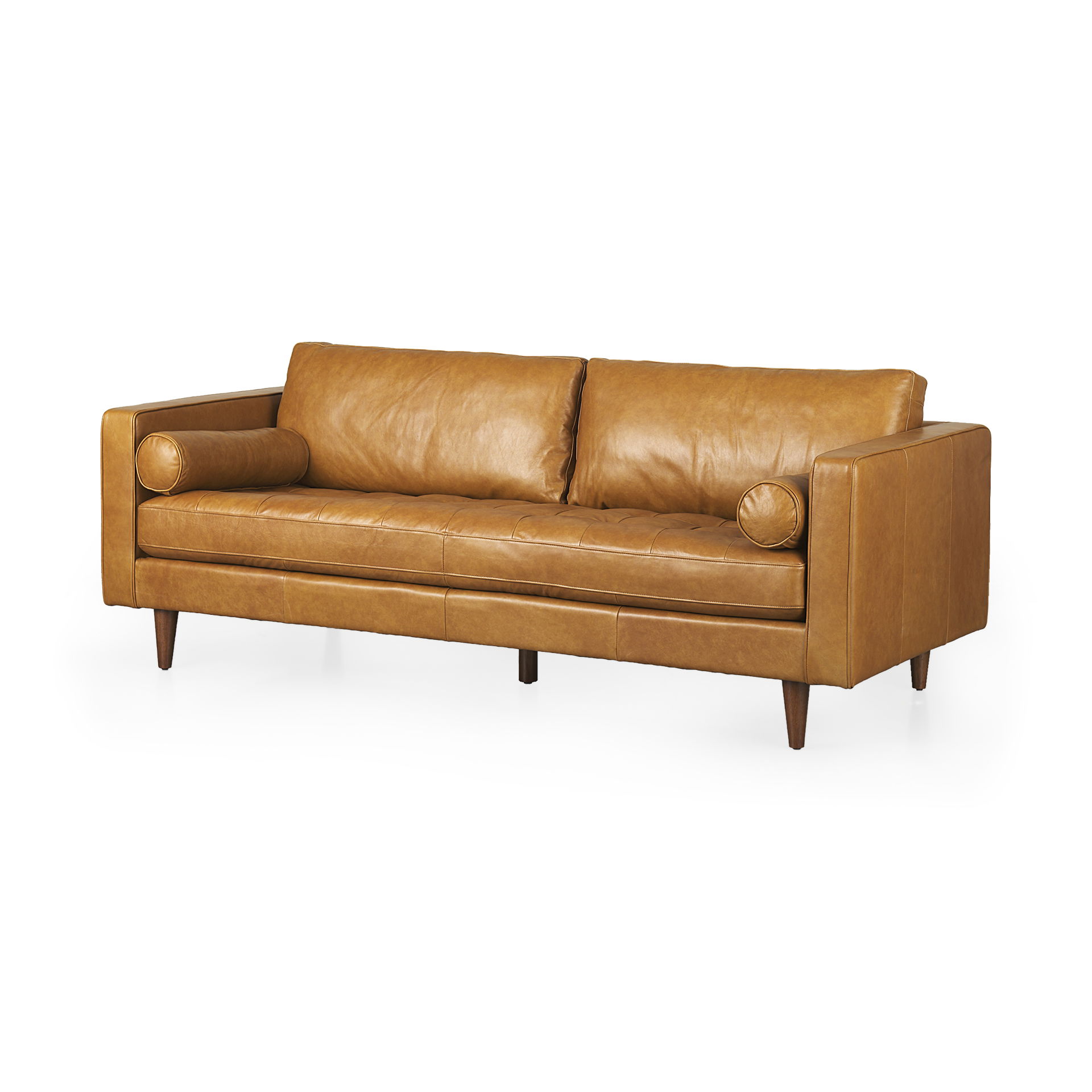 Svend 88.0L x 38.0W x 34.0H Tan Leather Sofa, Sofas & Sectional by Mercana, 87.8" length x 37.8" width x 34.65" height View 1