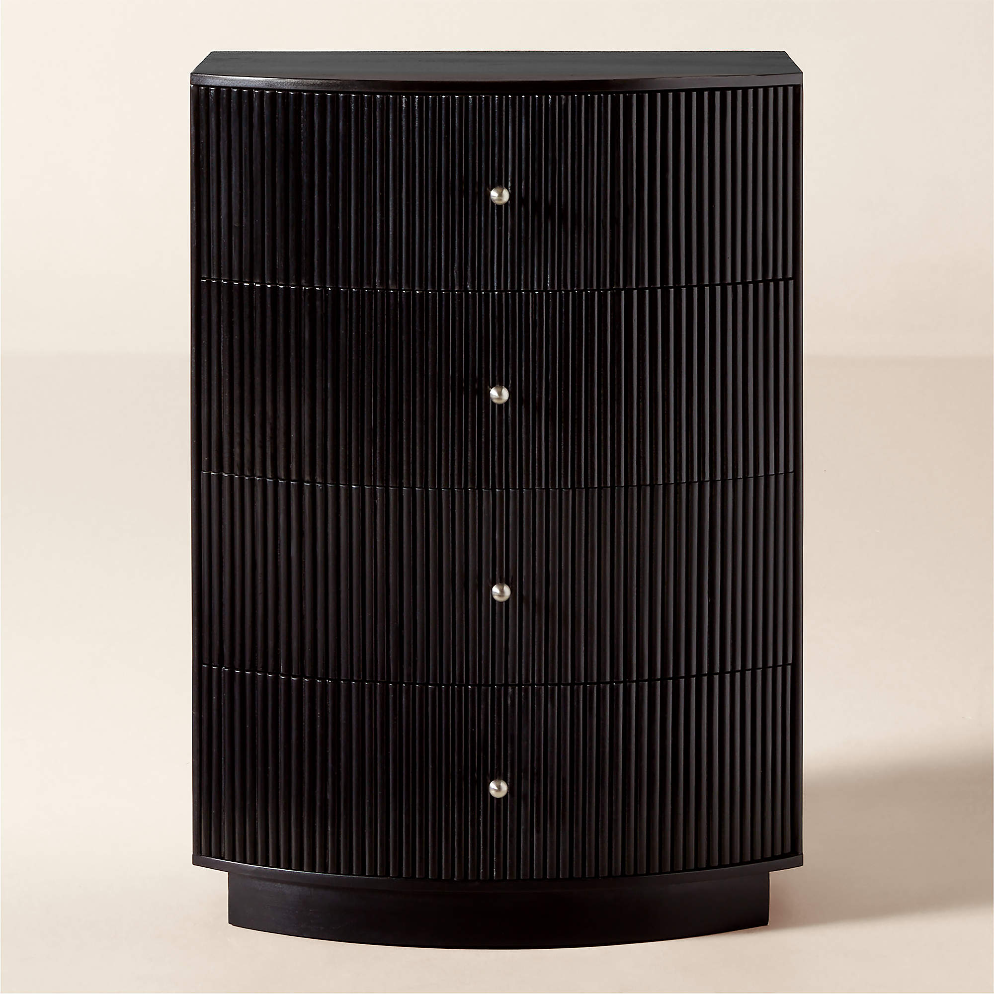 Online Designer Bedroom Cameo 33" Fluted Black Wood 4-Drawer Tall Dresser