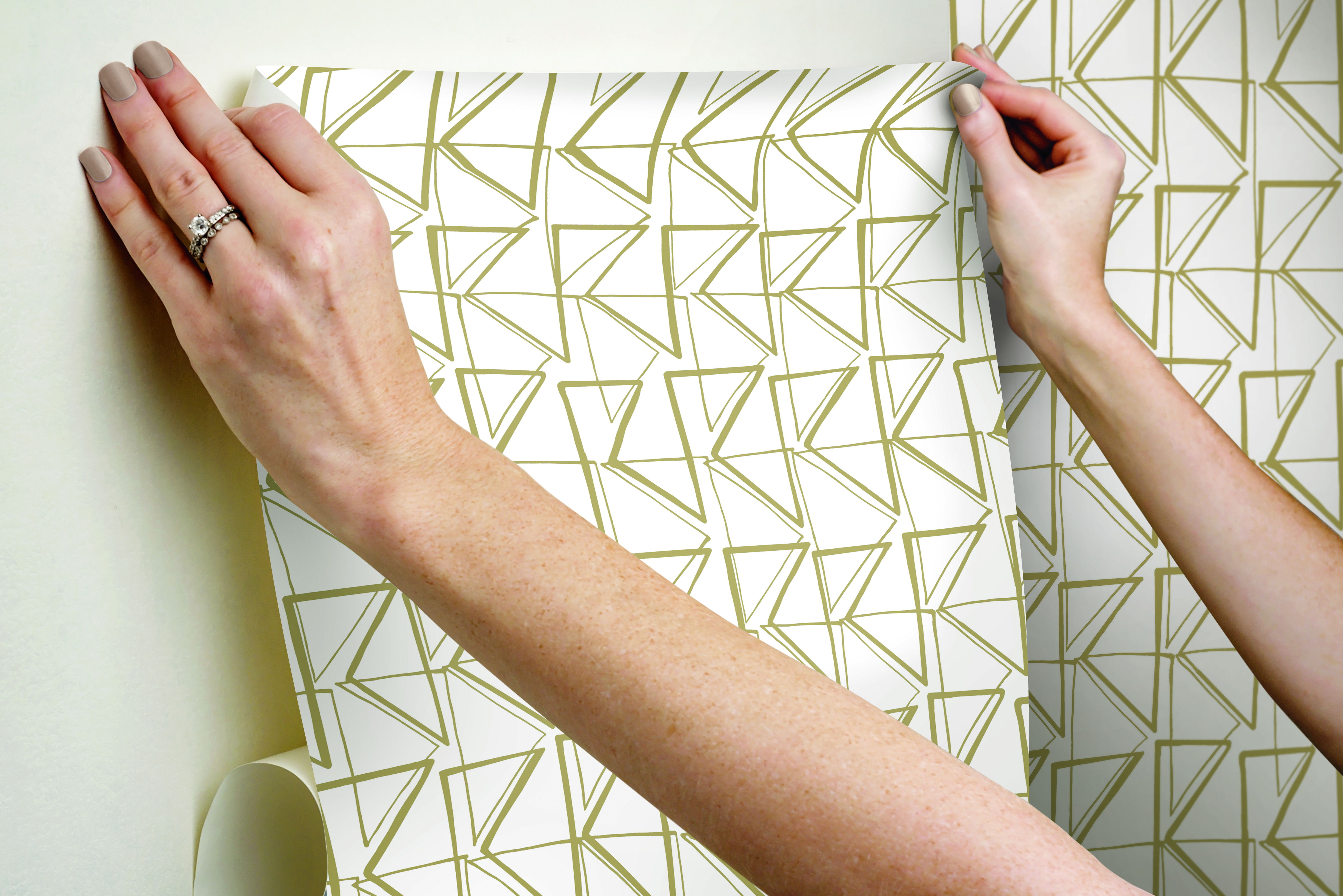 Love Triangles Gold Metallic Peel & Stick Wallpaper large image 