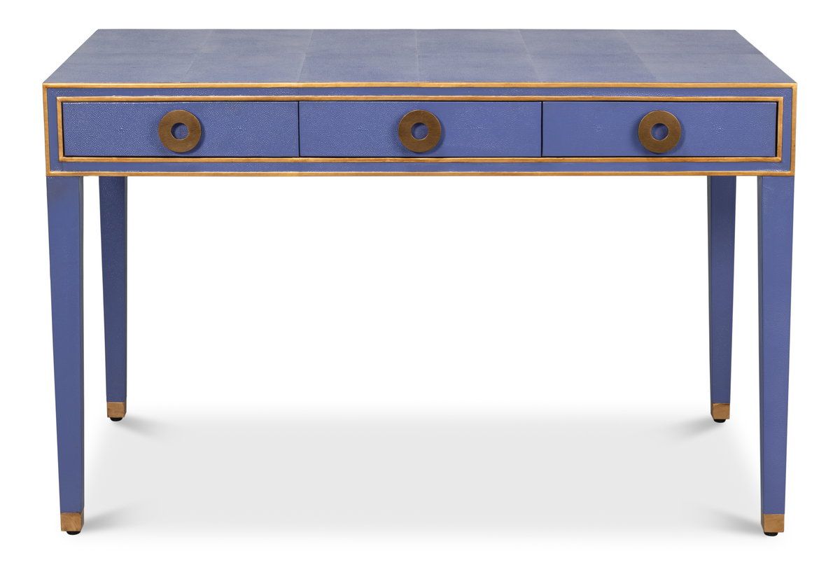 Gabriella Shagreen Desk/Table Marlin Blu, by Sarreid, 2' length x 4' width x 2'6" height View 2