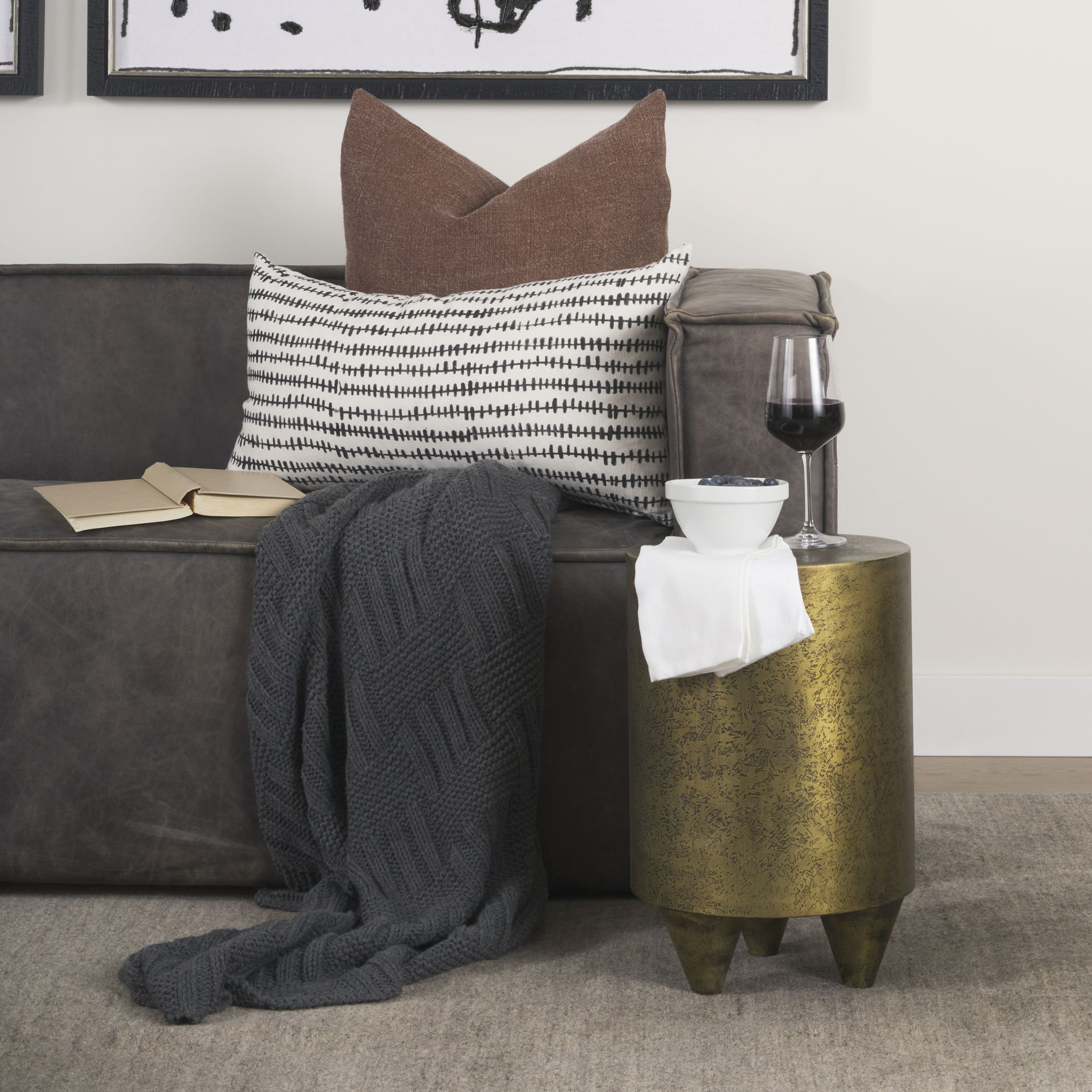 Rosh Textured Gold Metal with Acid Wash  Accent Table large image 