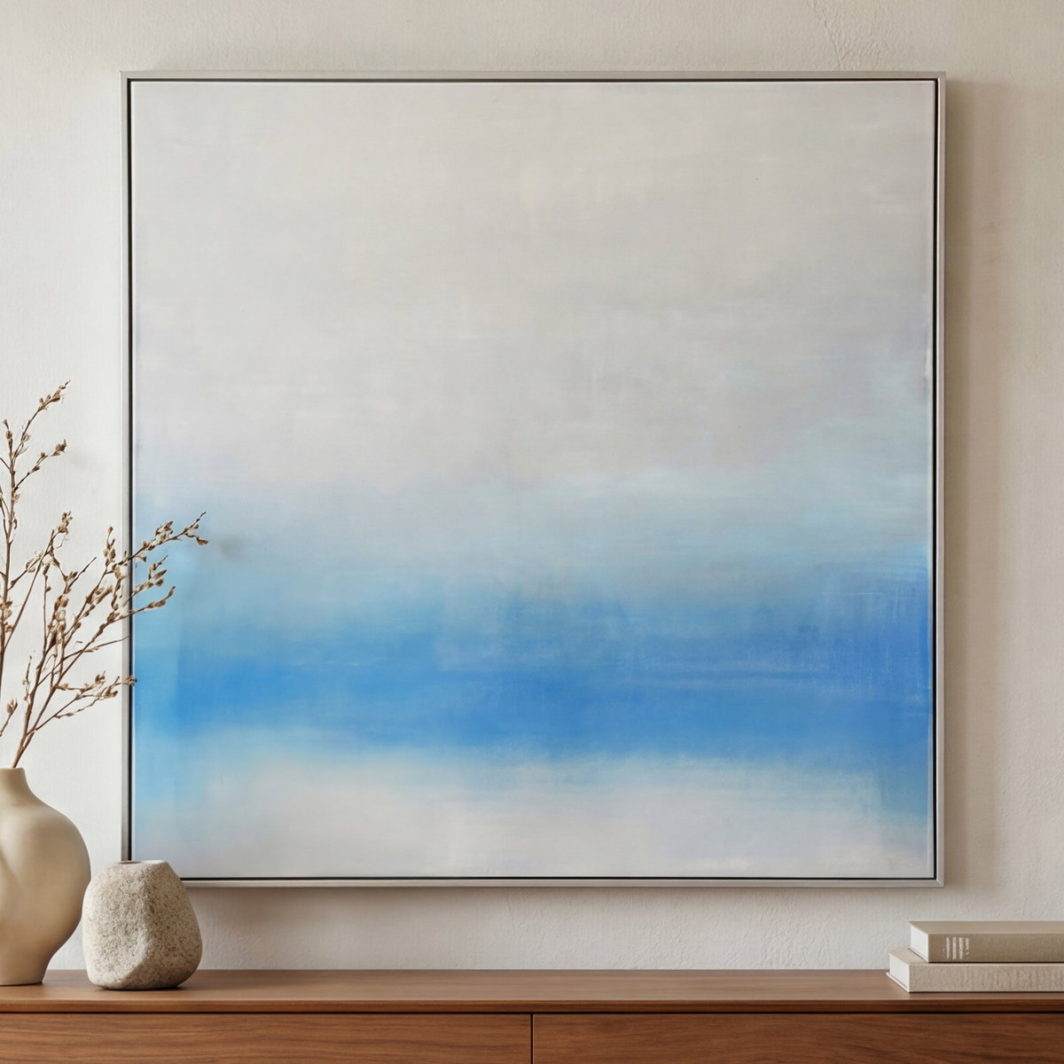 Morning Light Framed Painting Blue Palette, by Moe's Home, 48" width x 48" height x 1.75" depth View 5