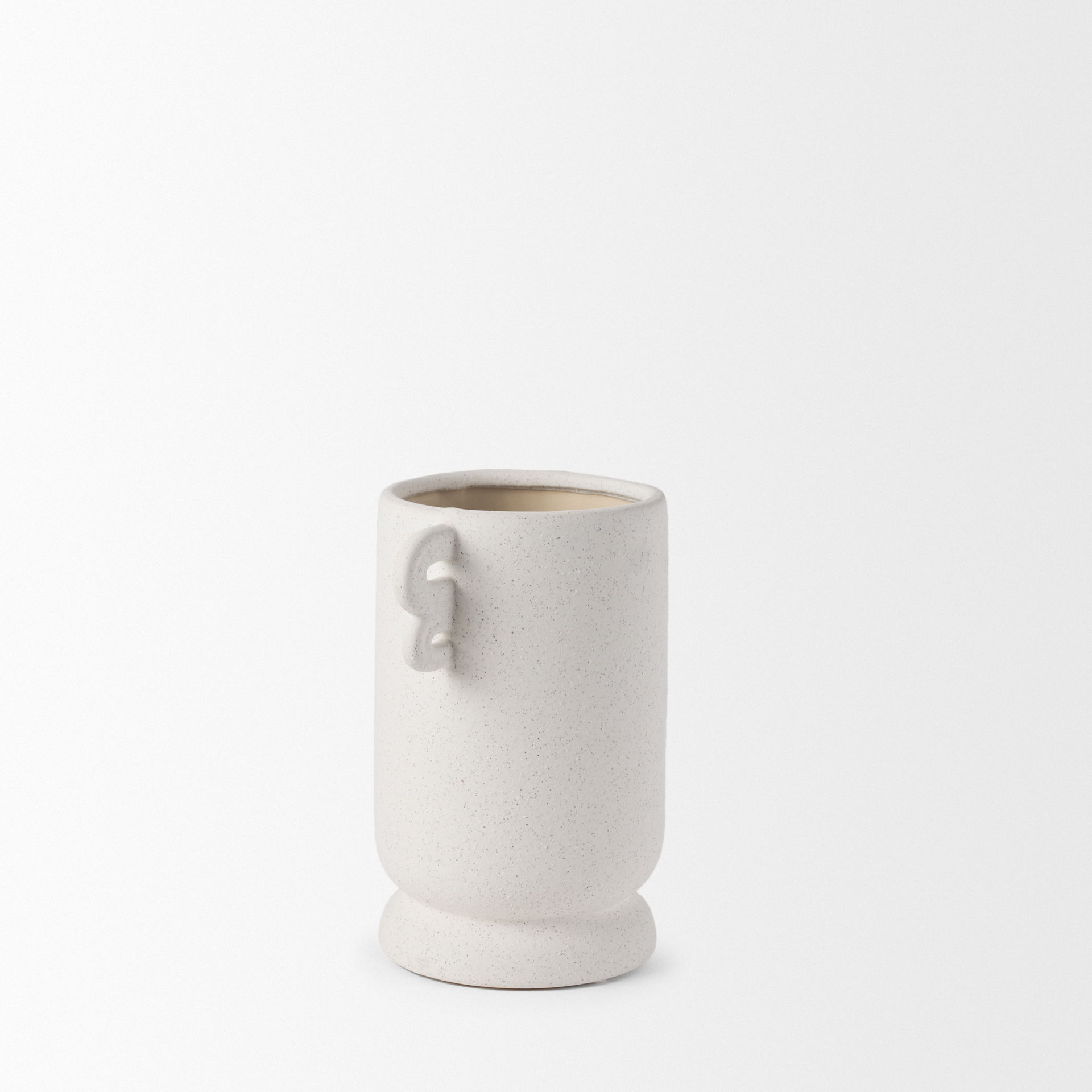Dylan Small Textured Off White with Handles Ceramic Vase large image 