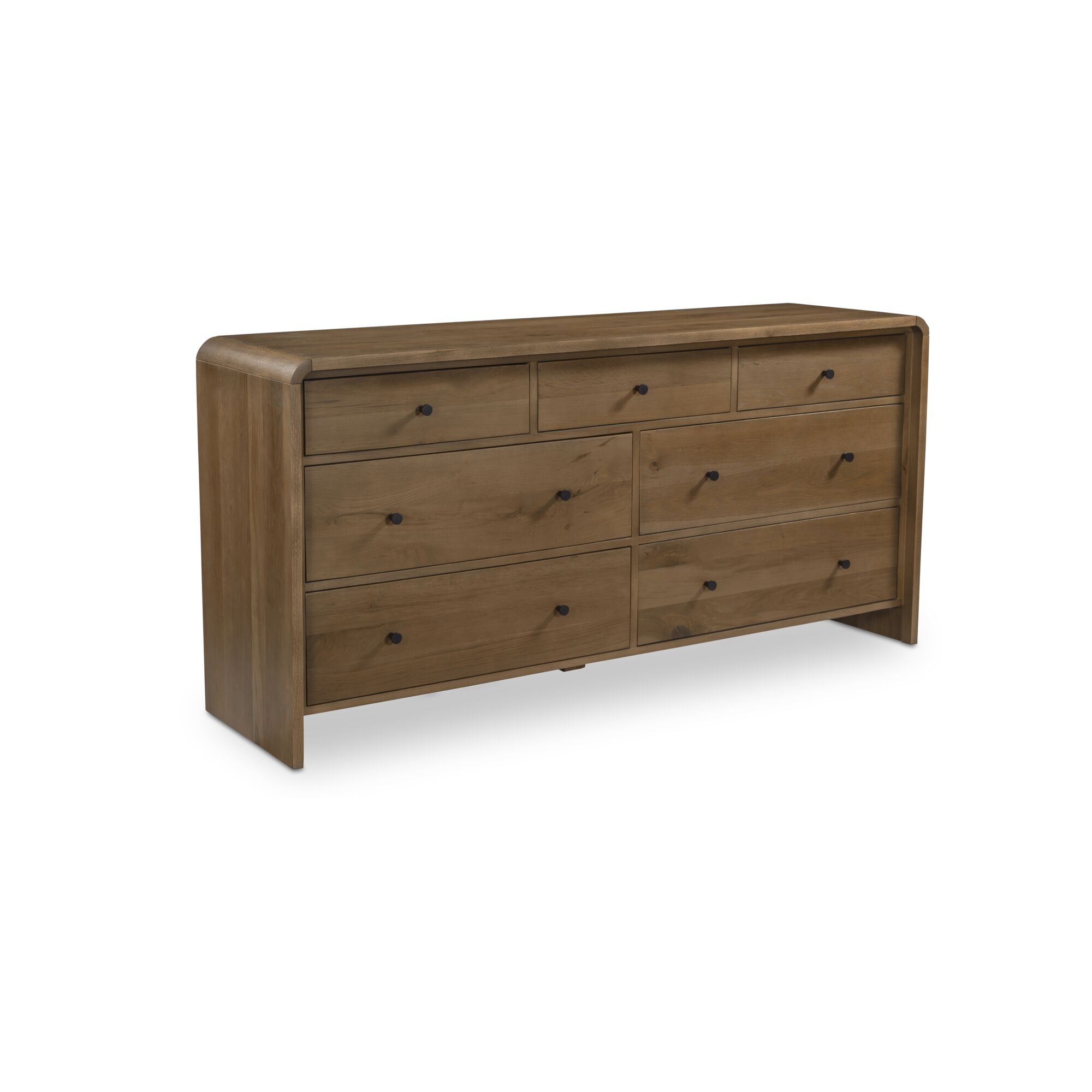 Riley 7 Drawer Dresser Oak, by Moe's Home, 70" width x 34" height x 19" depth View 2