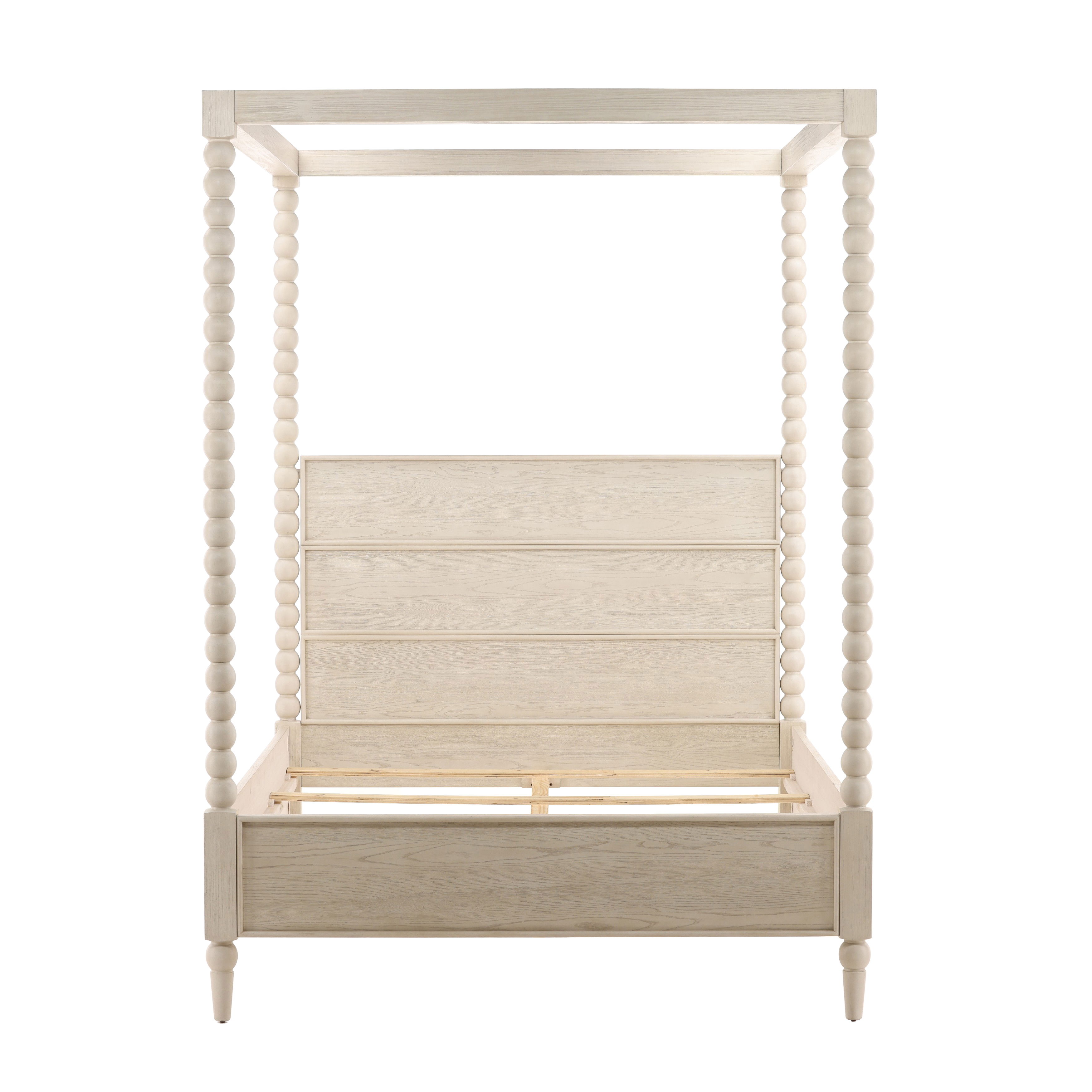 Marcellina Bed Queen Whitewash, by Dovetail, 64.5" width x 90" height x 87.3" depth View 2