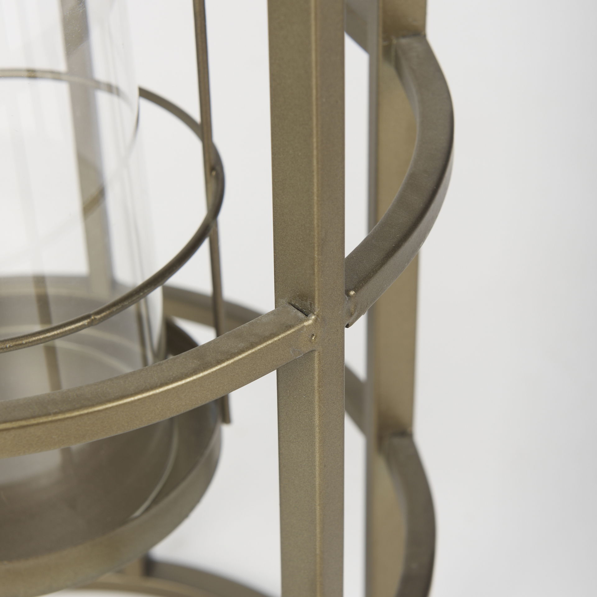Gerson II Small Cage-Style Gold Metal Candle Holder Lantern large image 