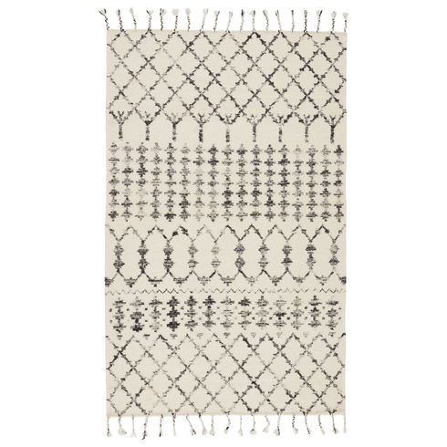 Geometric Wool/Silk Ivory/Black Area Rug