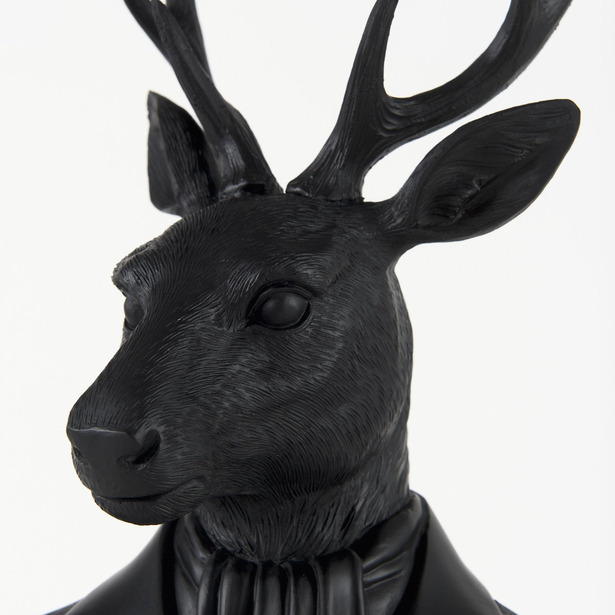 Mozart 22.5H Black Painted Resin Deer In A Suit Bust, Decorative Object by Mercana, 8.2" length x 6" width x 22.5" height View 8
