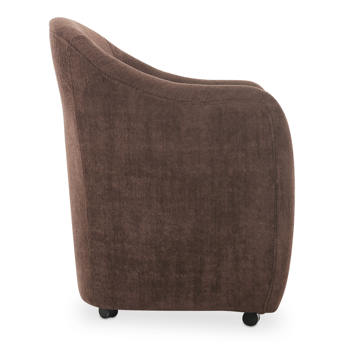 Drava Rolling Dining Chair Dark Brown, by Moe's Home, 26" width x 32.5" height x 26" depth View 3