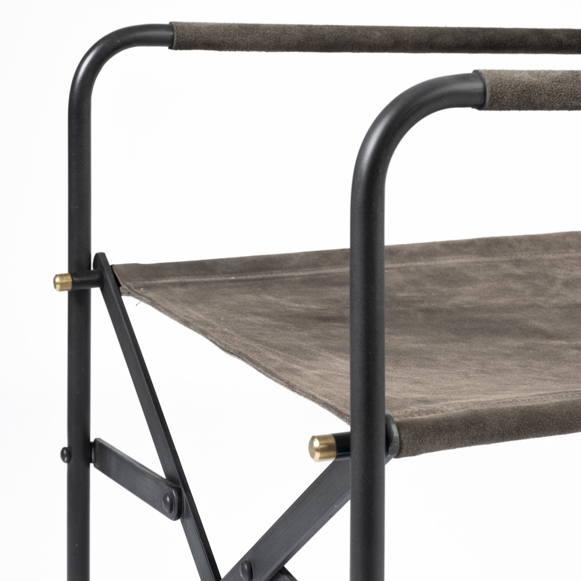 Direttore 19.25L x 20W x 31H  Brown/Gray Suede with Metal Frame Dining Chair large image 