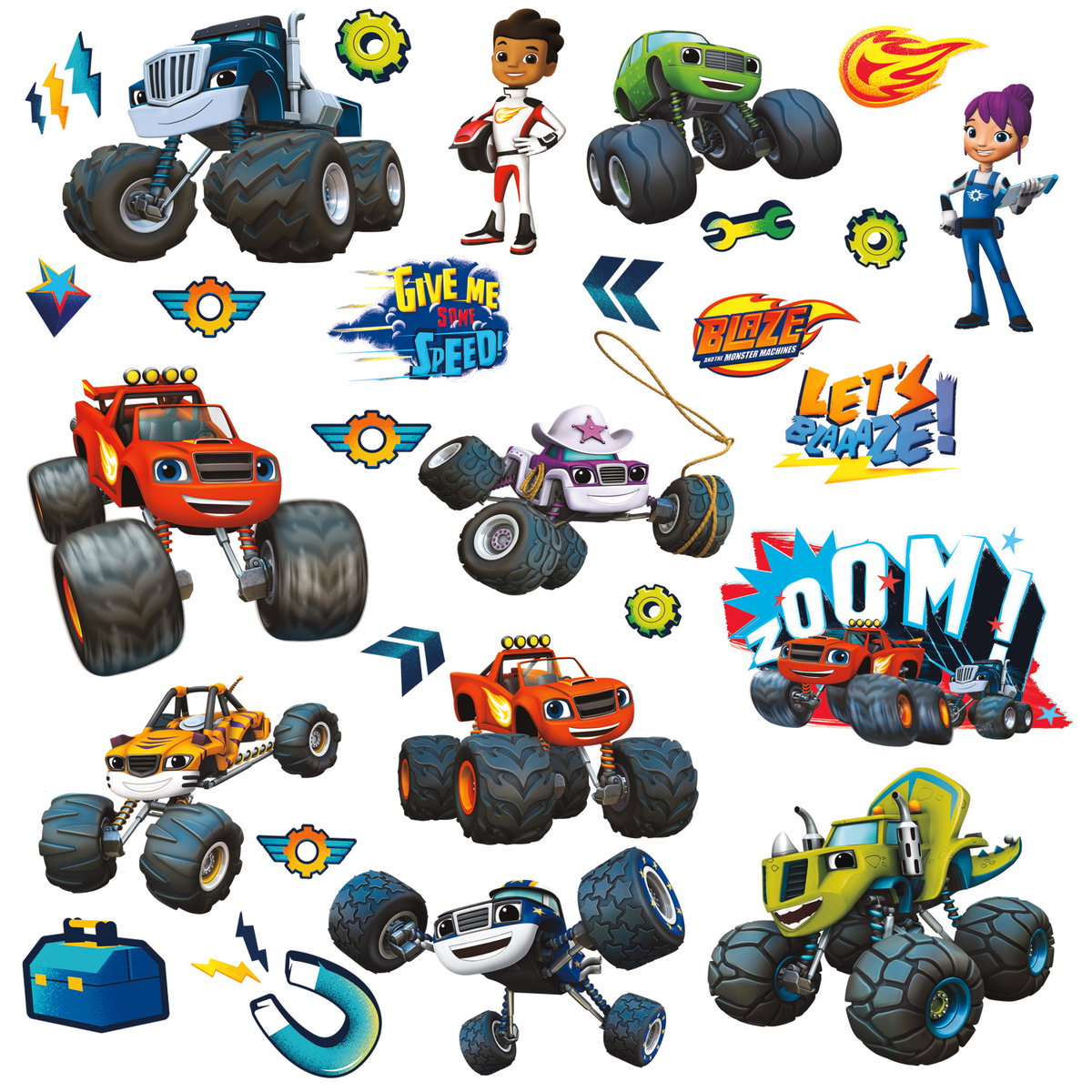 Blaze & The Monster Machines Wall Decals, by York Wall, 1'6" length x 10" width x 1.41" depth