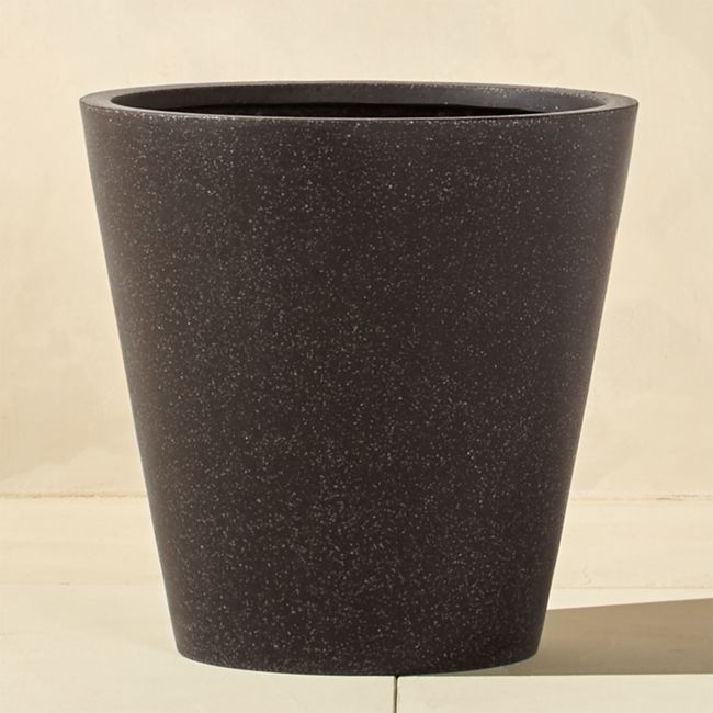 Online Designer Patio Shore Polyterrazzo Wide Black Indoor/Outdoor Planter