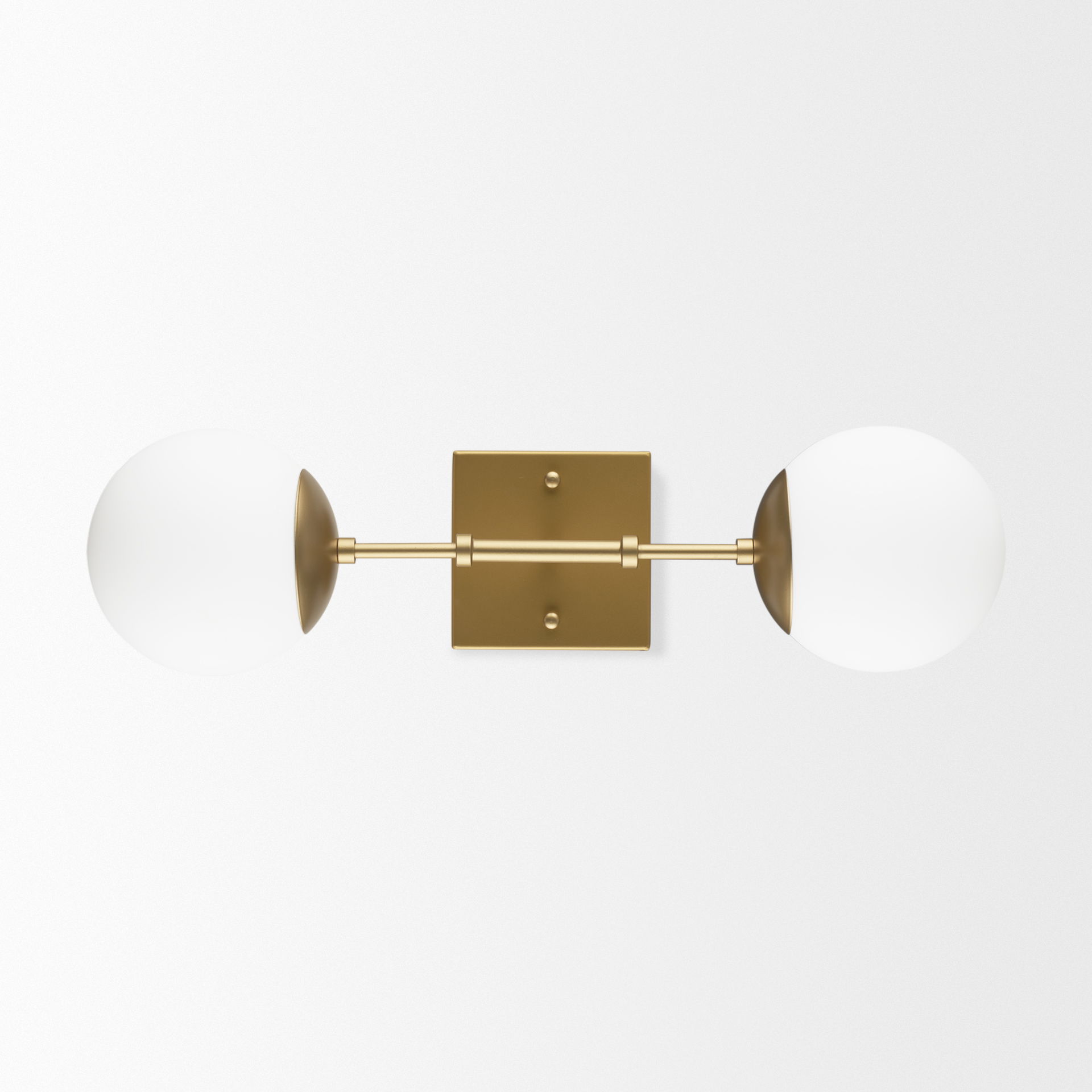 Edie Brushed Gold Metal with Frosted Glass Globes 2-Light Wall Sconce, by Mercana, 22" length x 7.5" width x 6" height View 8