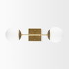Edie Brushed Gold Metal with Frosted Glass Globes 2-Light Wall Sconce, by Mercana, 22" length x 7.5" width x 6" height thumbnail 8