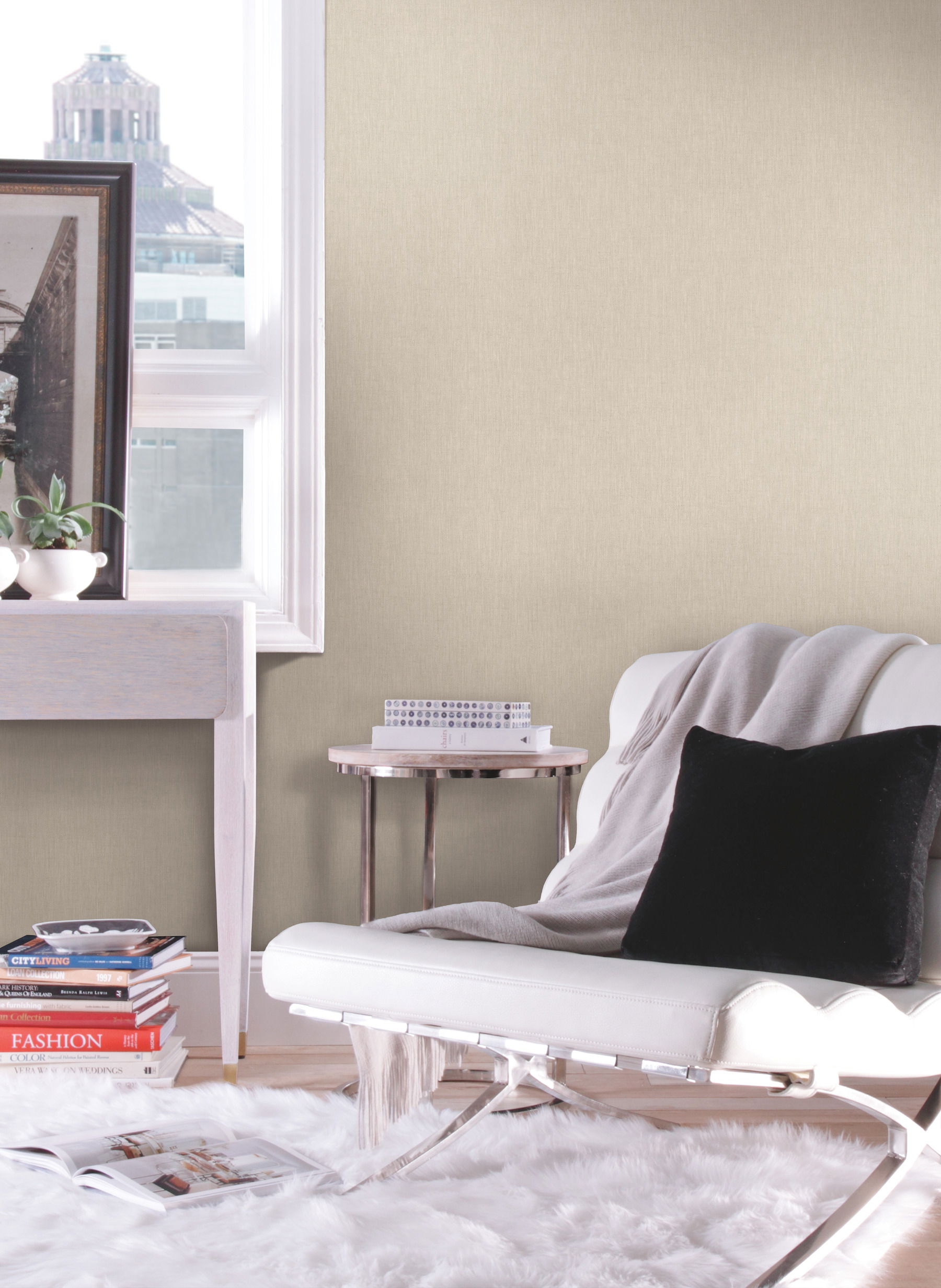 Garment Warm Grey Wallpaper, by York Wall, 34'6" length x 2'3.56" width x 0.02" depth View 3