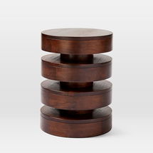 Online Designer Business/Office Floating Disks 13" Side Table, Dark Walnut