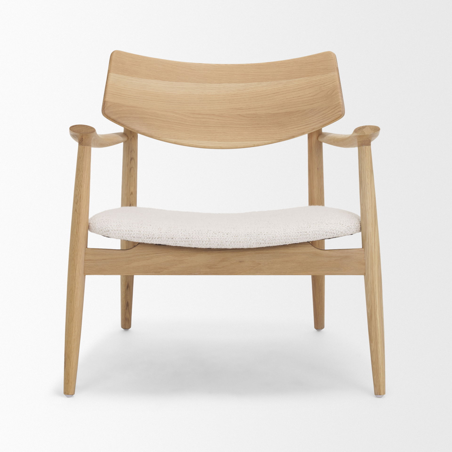 Haggen Light Brown Oak Wood with Cream Fabric Accent Chair, by Mercana, 27.56" length x 26.77" width x 28.35" height View 4