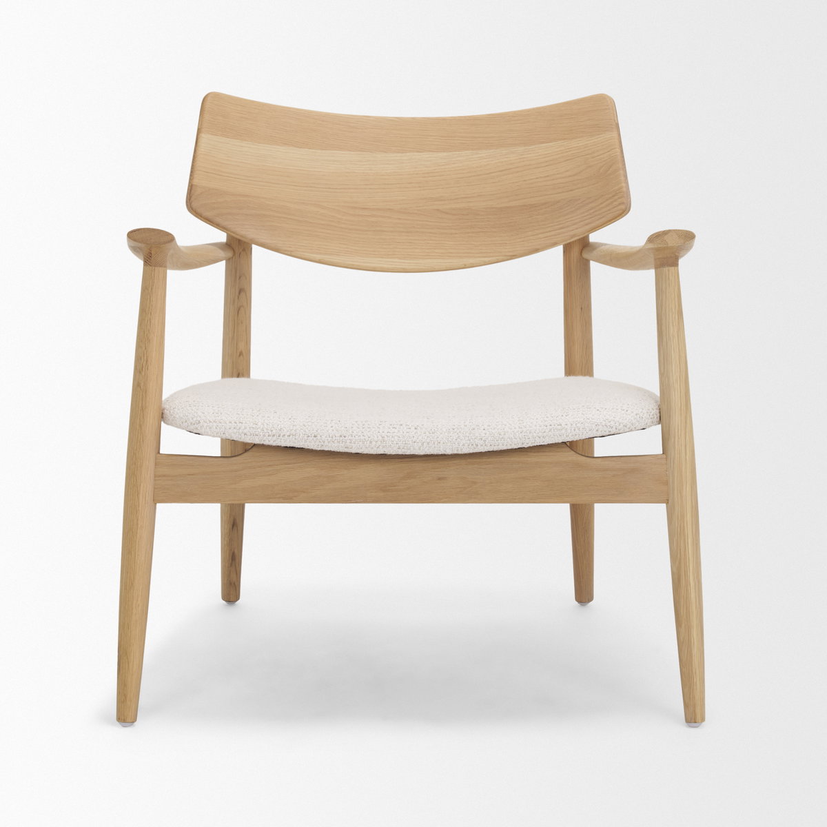 Haggen Light Brown Oak Wood with Cream Fabric Accent Chair, by Mercana, 27.56" length x 26.77" width x 28.35" height View 4