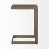 Faye 14L x 18W x 26H Medium Brown Wood with Antique Nickel Finished Metal Base C Side Table thumbnail 2