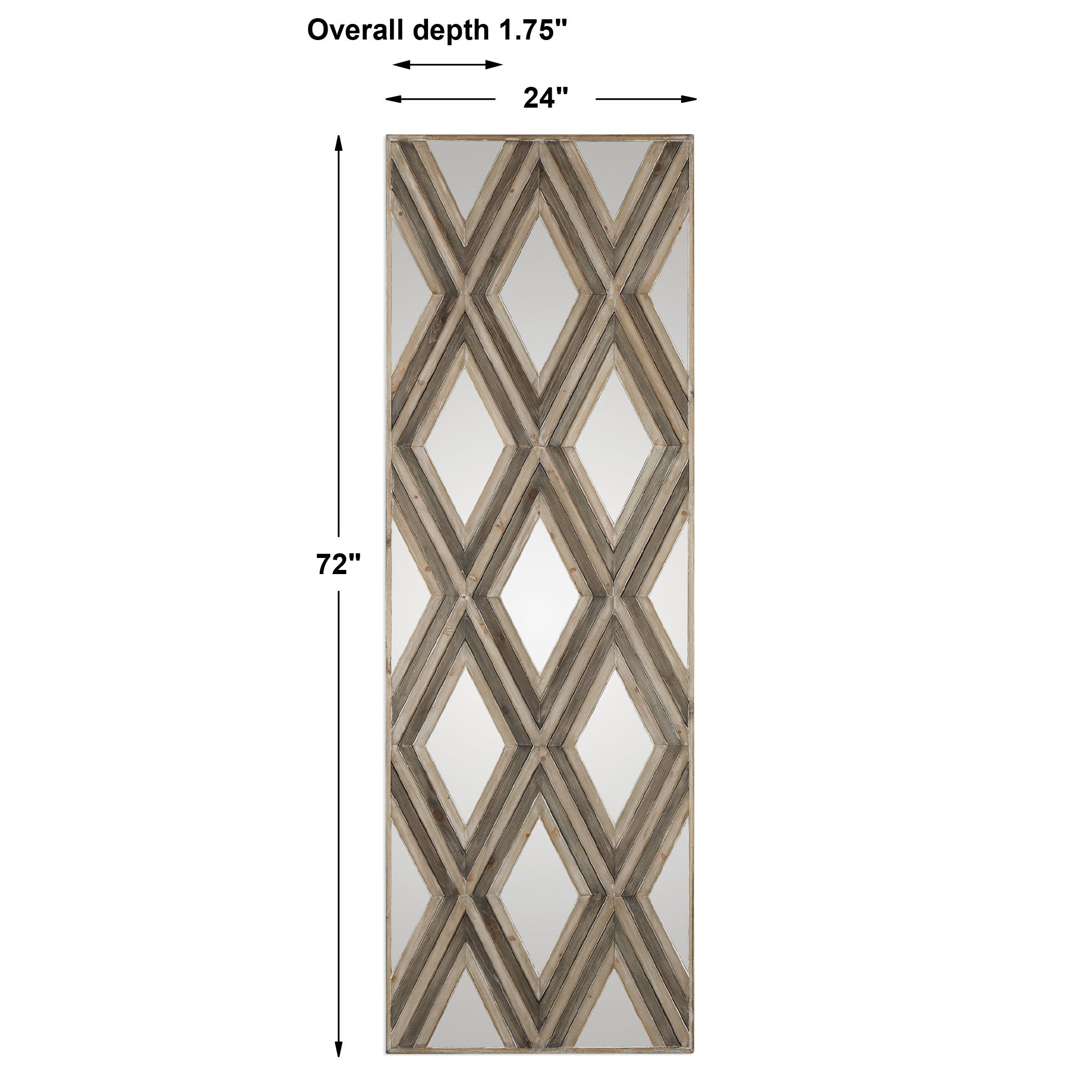 Tahira Geometric Argyle Pattern Wall Mirror, Sculptural Wall Art by Uttermost, 24" width x 72" height x 1.75" depth View 3
