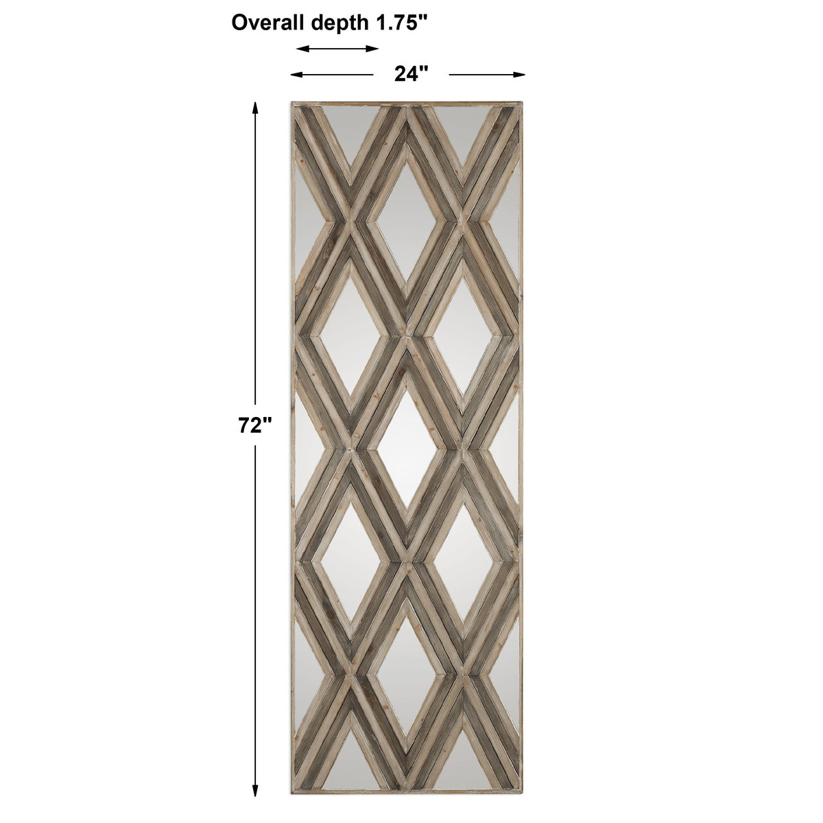 Tahira Geometric Argyle Pattern Wall Mirror, by Uttermost, 24" width x 72" height x 1.75" depth View 3